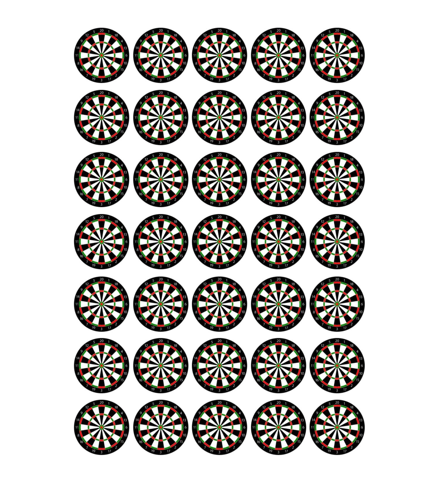 35 x Dartboard Edible Wafer or Icing Cupcake Toppers Fun Darts Themed Party Cake Decorations Perfect For Brownies Cookies Muffins & More! (Edible Wafer Card)