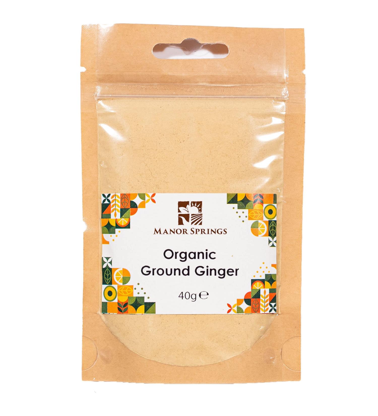 Manor Springs Organic Ground Ginger 40g - Pure and Natural Spice for Cooking and Health Benefits - Buy Online on GoSupps.com