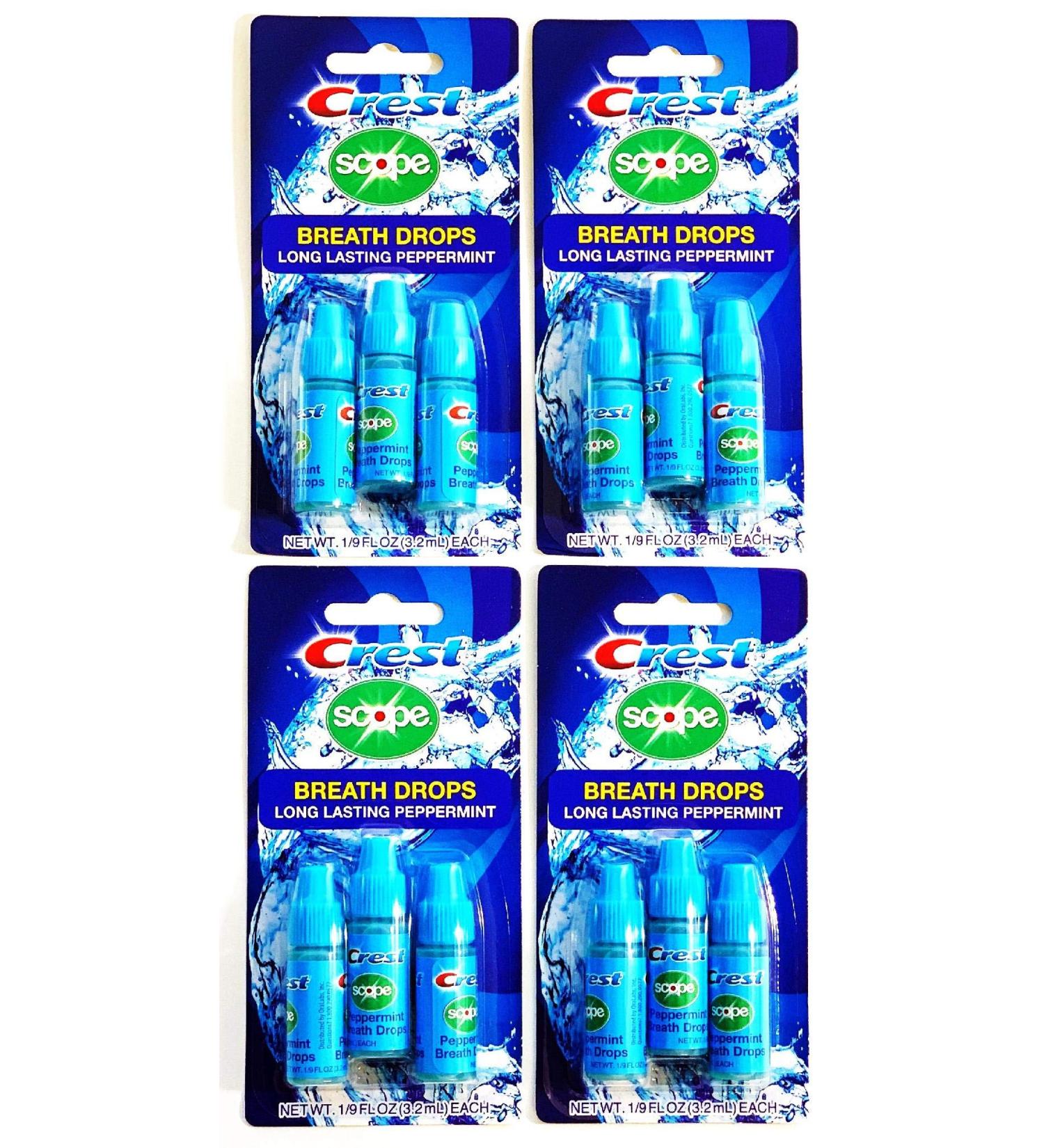 Crest Scope Breath Drops - Long Lasting Peppermint Liquid Breath Fresheners 12 Count
