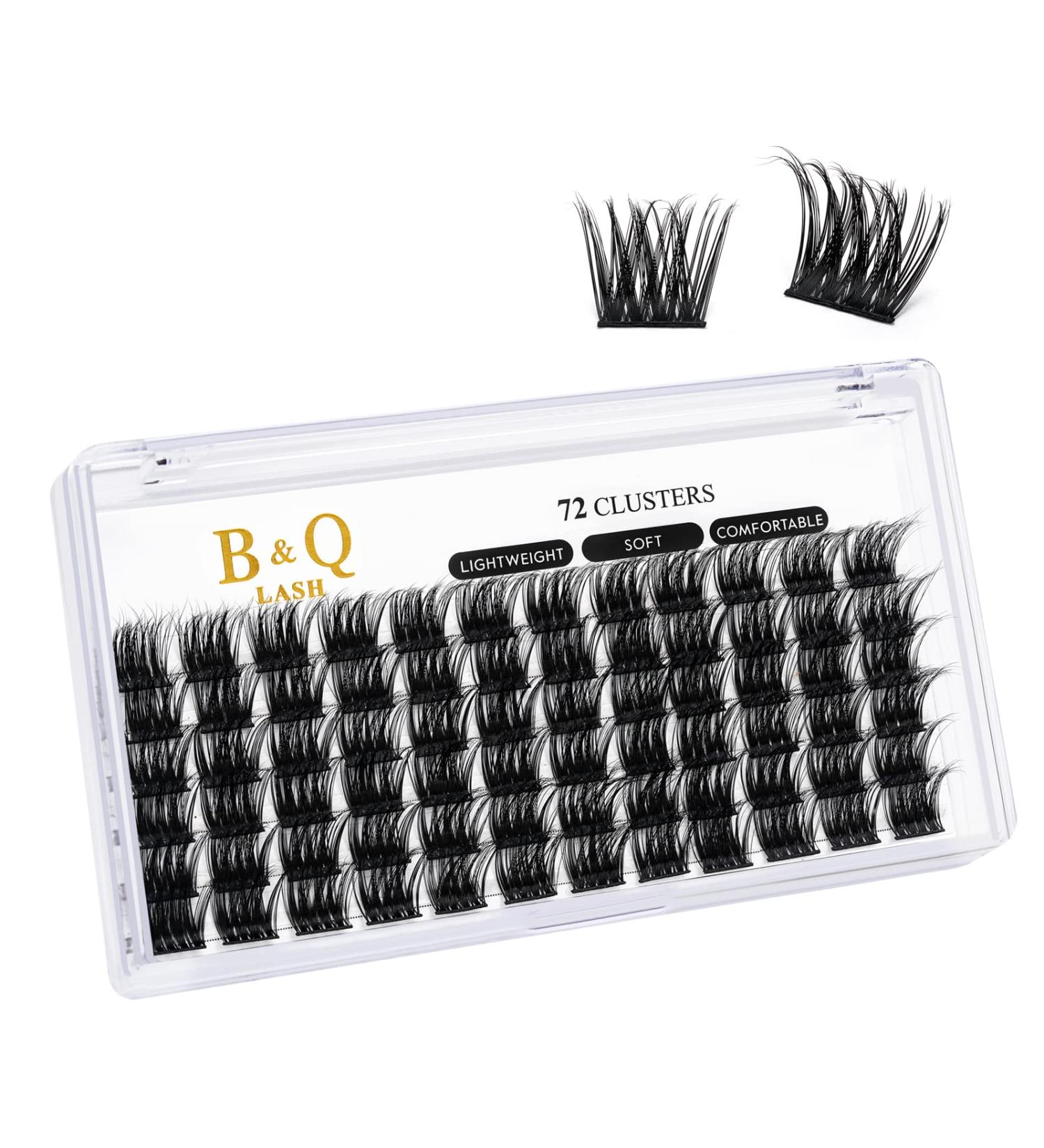 Buy 72 PCs DIY Individual Eyelashes | Reusable Wispy Fluffy Eyelash Extensions for Beginners - B & Q Eyelash Brushes (B16 D-12mm) - Buy Online on GoSupps.com