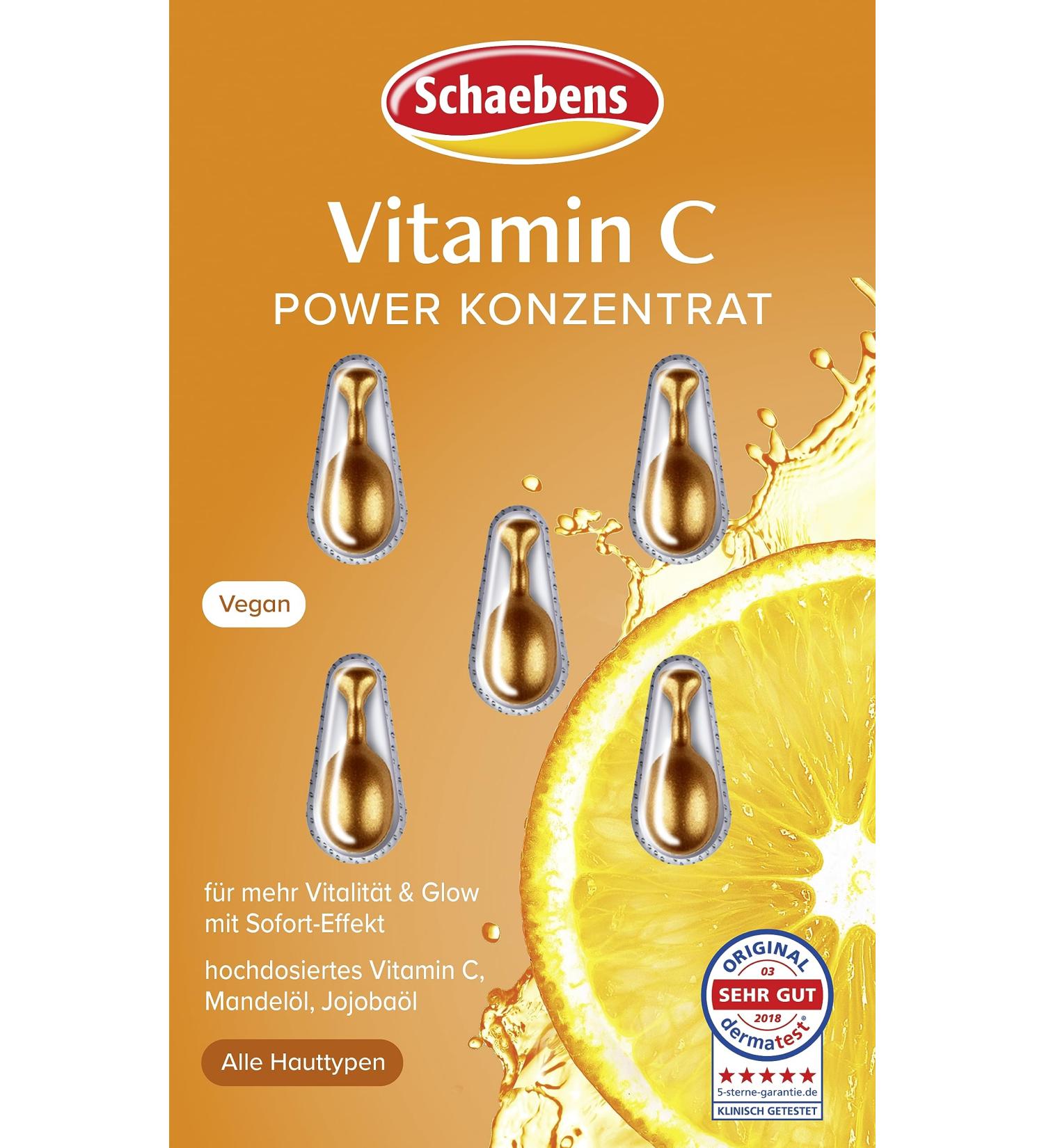 Schaebens Vitamin C Power Concentrate more vitality & glow with almond oil and jojoba oil for all skin types vegan