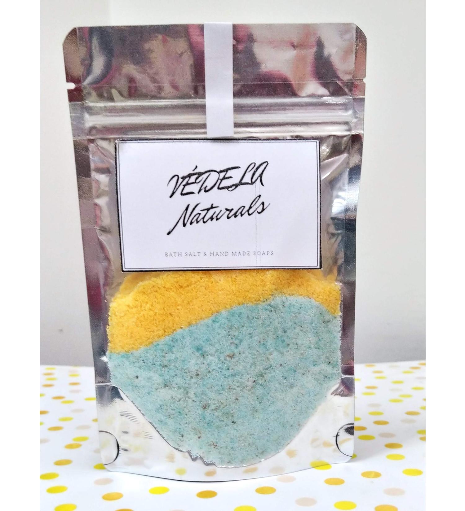 V DELA Naturals Epsom & Rock Bath Salt | 100g Muscle Relief | Pure Lavender & Ylang-Ylang | Preservative Free | Exotic Aches & Pain Relief - Buy Online on GoSupps.com