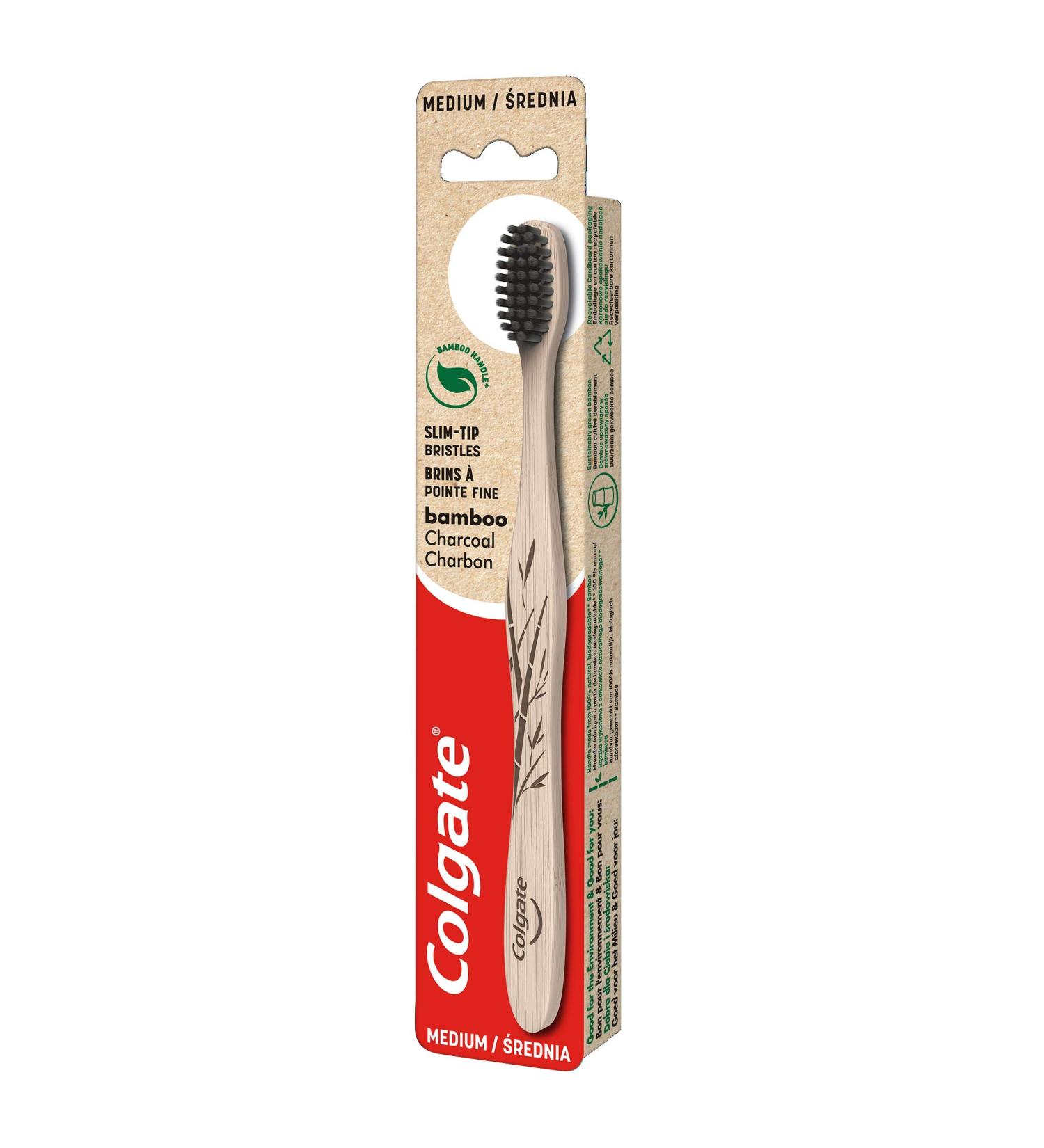 Colgate Bamboo Toothbrush with Charcoal - Eco-Friendly Medium Brush for Healthy Oral Care - Buy Online on GoSupps.com