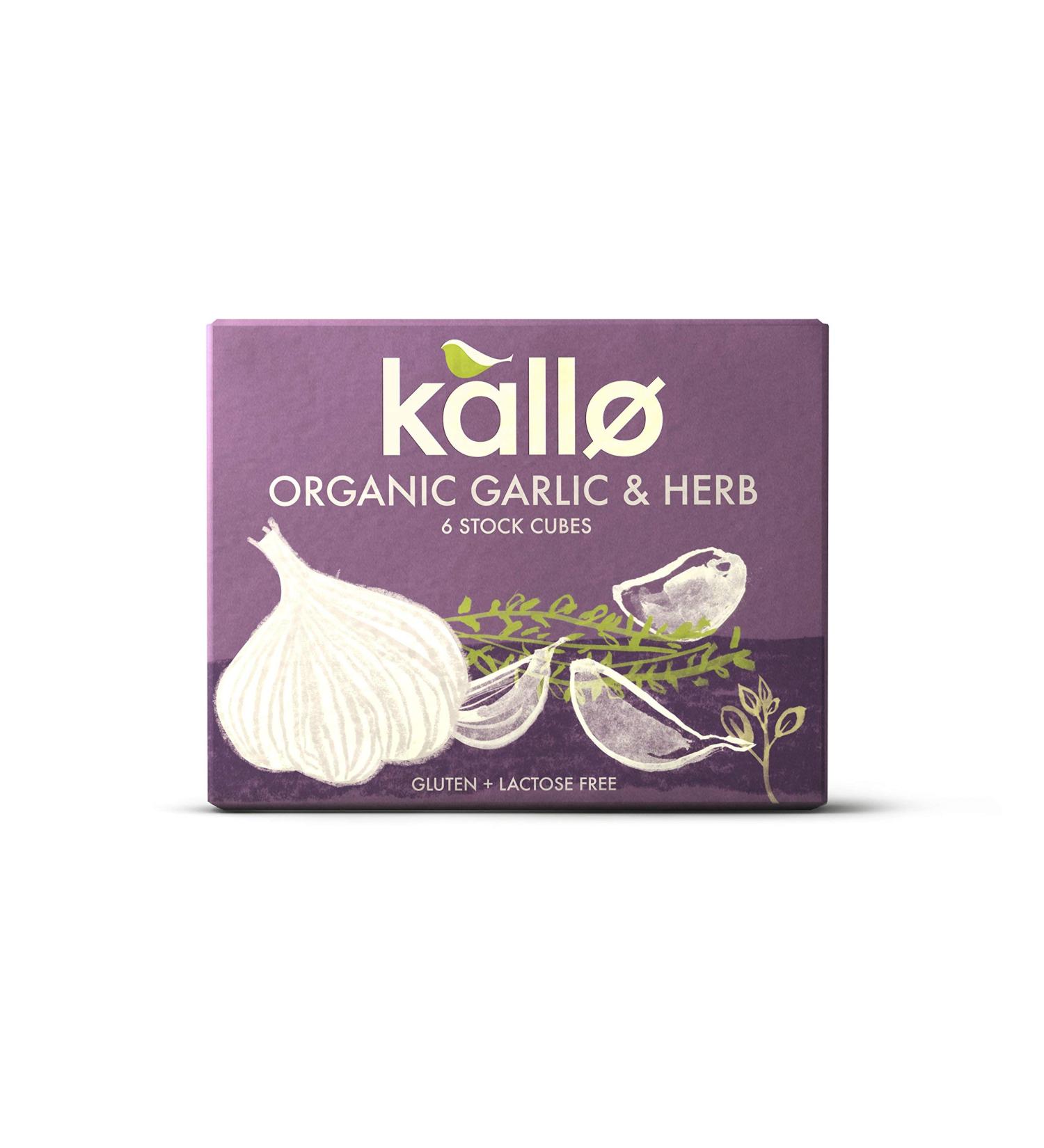 Kallo Cubes de bouillon d'ail et d'herbes biologiques