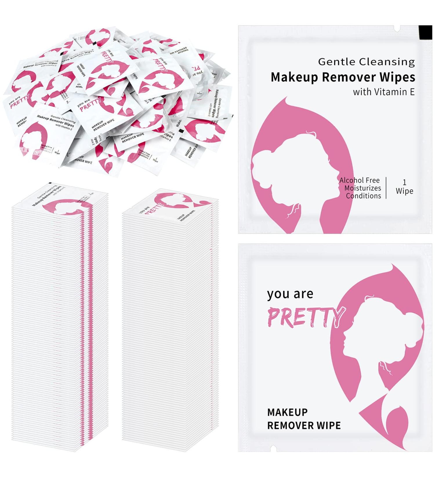 Teling Makeup Remover Wipes with Vitamin E - 400 Individually Wrapped Towelettes for Women - Skin Care Travel Supplies - Buy Online on GoSupps.com