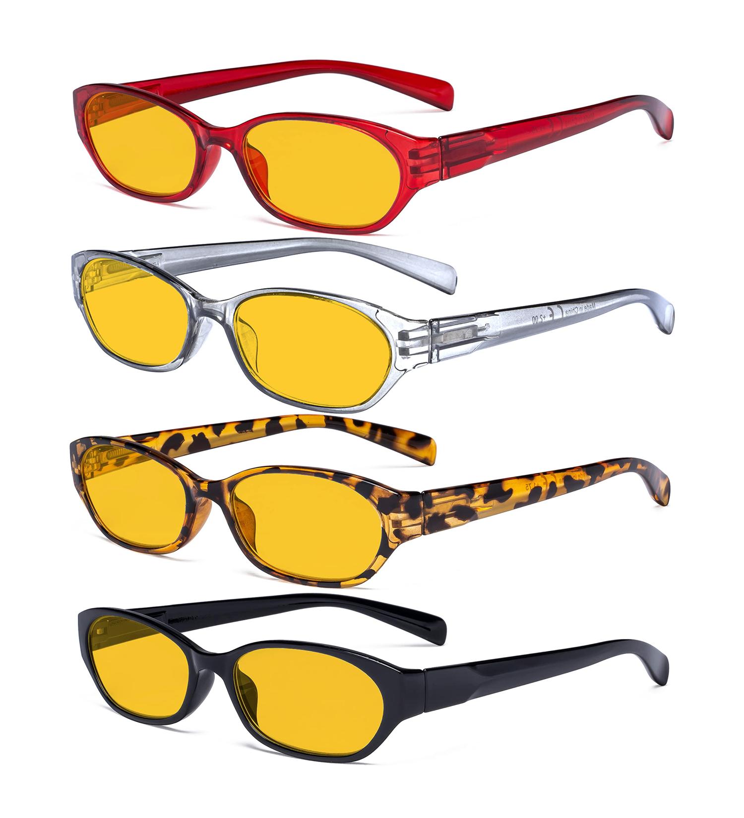 Eyekepper 4 Pack Women s Blue Light Blocking Reading Glasses - +3.00 Amber Tinted Spring Hinge Readers for Eye Protection - Buy Online on GoSupps.com