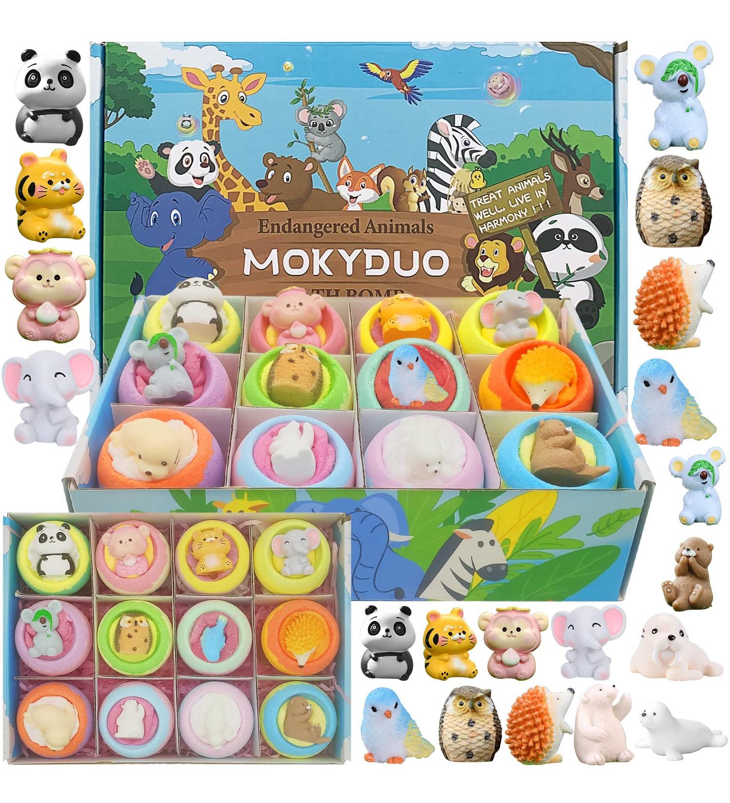 MOKYDUO Bath Bombs for Kids Bath Bomb Assortment Educational Animal Toys Inside Birthday Gift for Boys and Girls Easter Bath Bombs Endangered Animals - Buy Online on GoSupps.com