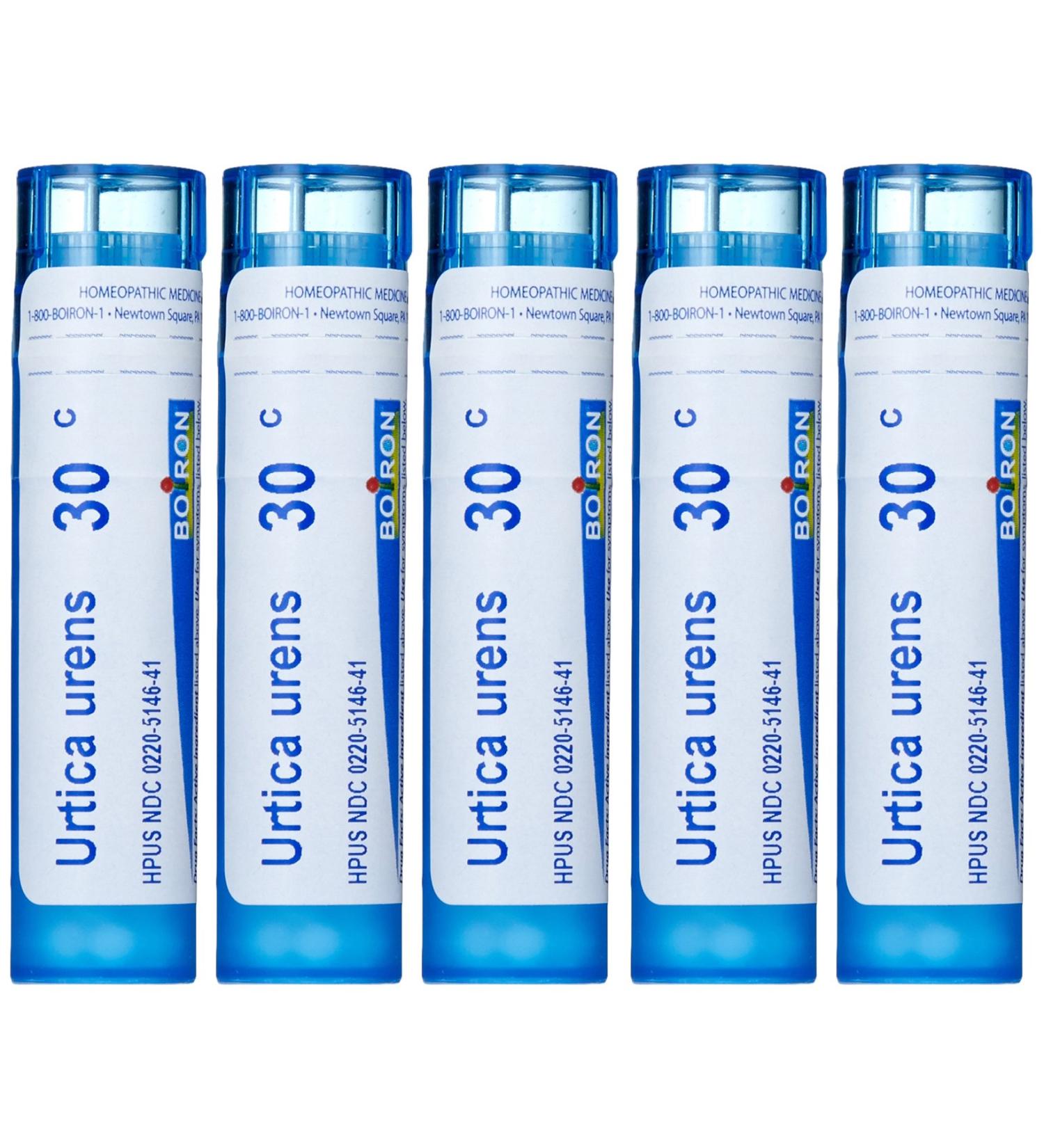 Boiron Urtica Urens 30C - 5-Pack of 80 Pellet Tubes | Homeopathic Skin Rash Relief | International Shipping Available - Buy Online on GoSupps.com