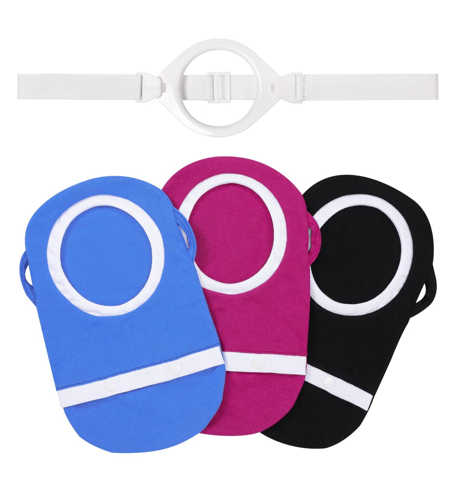 3Pcs Ostomy Bag Covers Kit with Adjustable Belt - Odor Reducing Pouch Covers for Men and Women - Washable and 3.5 Round Opening - Ileostomy Compatible - Buy Online on GoSupps.com