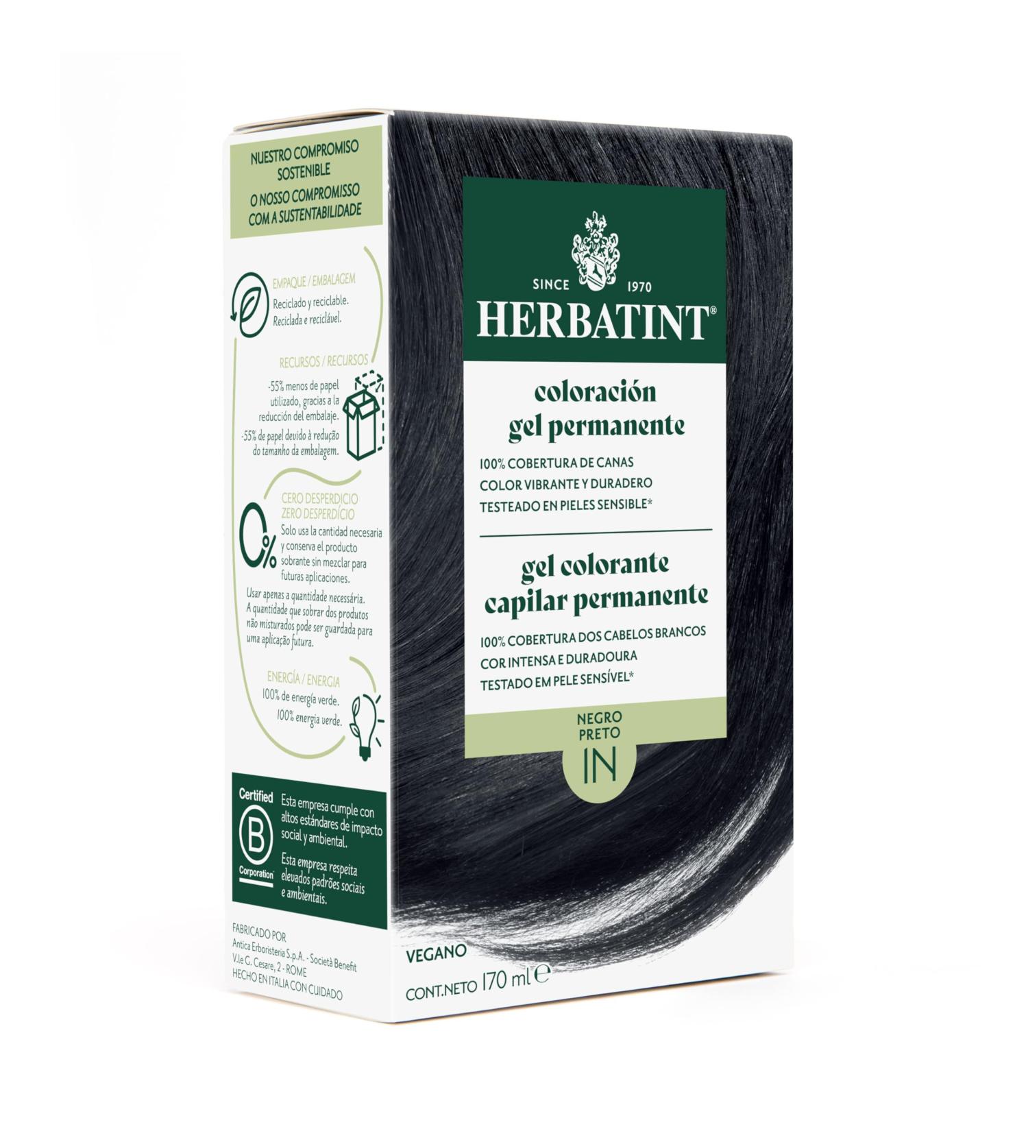  Herbatint Herbatint Permanent Hair Colour Gel 1N Black 170 ml Ammonia Free 100% Grey Coverage for Sensitive Skin with 8 Organic Natural Extracts - Buy Online on GoSupps.com