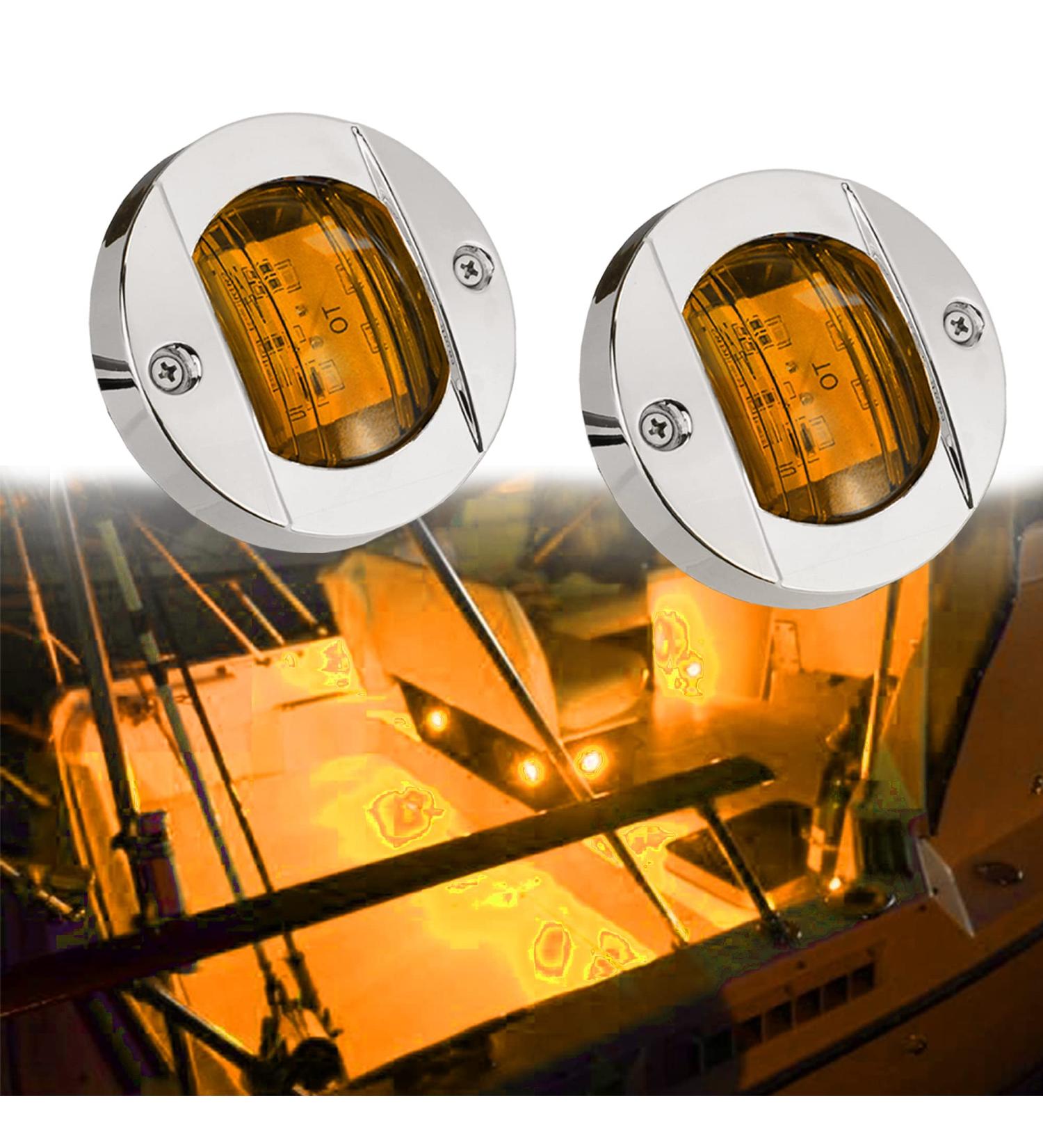 NBWDY 2PC LED Boat Light 12V 3in Amber Round Navigation Lights - Waterproof Interior & Transom Mount LED Deck/Courtesy Light - Buy Online on GoSupps.com