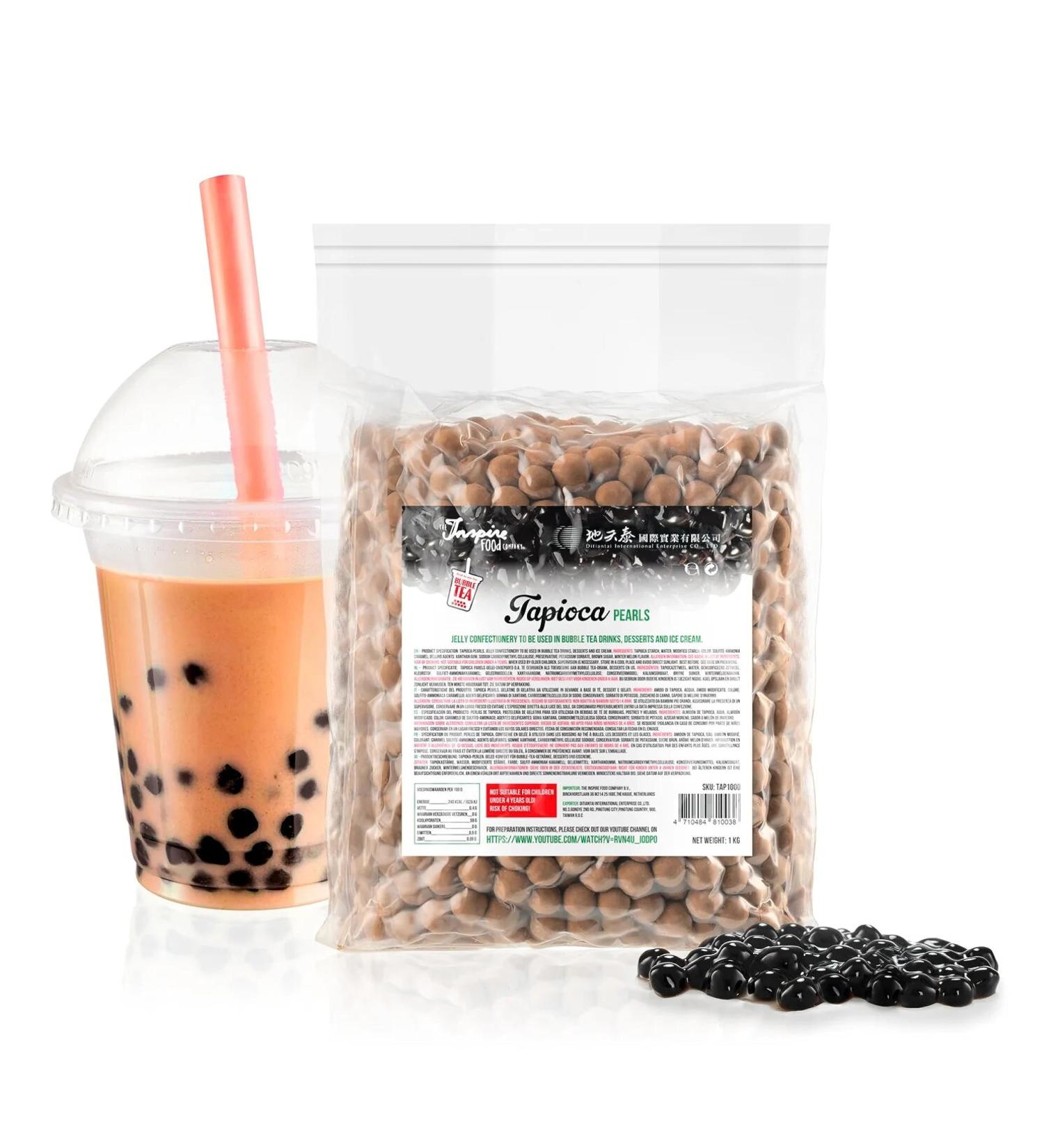 Inspire Food Real Tapioca Pearls for Bubble Tea - 1 kg Boba Balls for Milk Tea Iced Coffee & Mixed Drinks - Buy Online on GoSupps.com