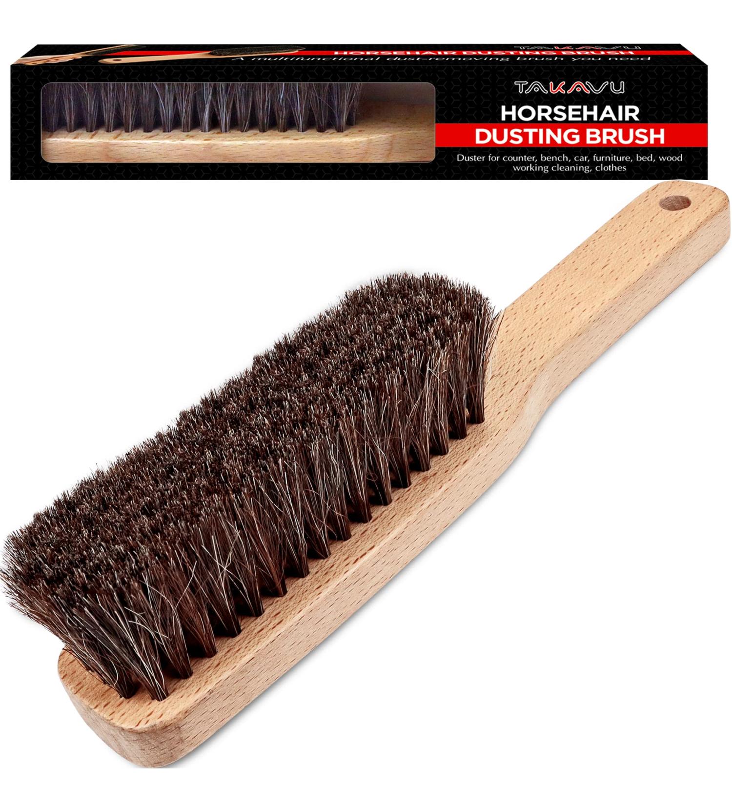 100% Genuine Horsehair Shoe, Boot, Hat & Hand Broom Brush by TAKAVU - Long Handle for Cleaning Shoe, Boot, Furniture & More - Buy Online on GoSupps.com