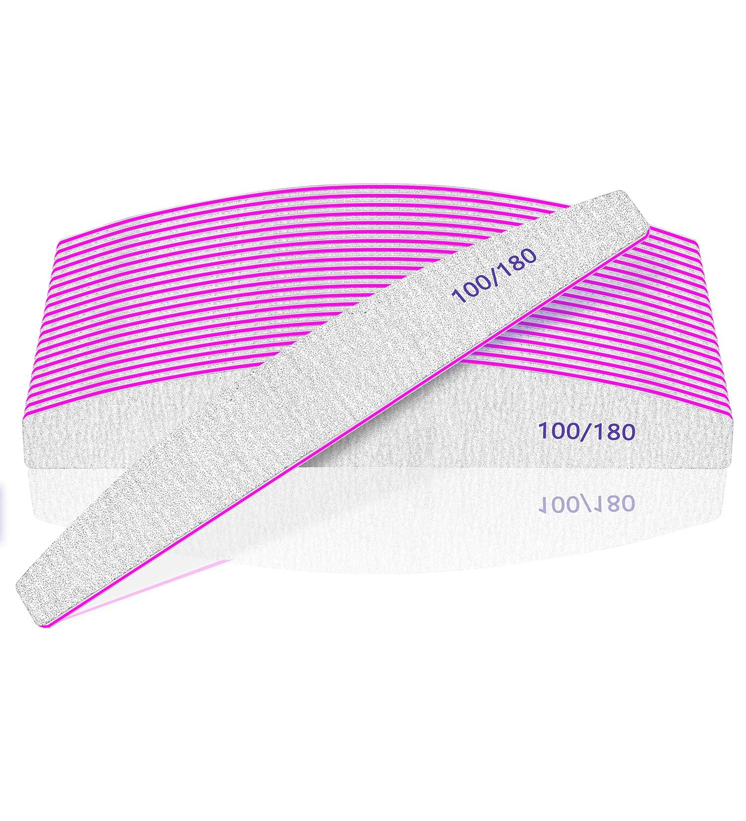 12pcs Professional 100/180 Grit Nail Files for Acrylic, Gel, Thick, and False Nails - Washable & Reusable Double-Sided Emery Board - Buy Online on GoSupps.com