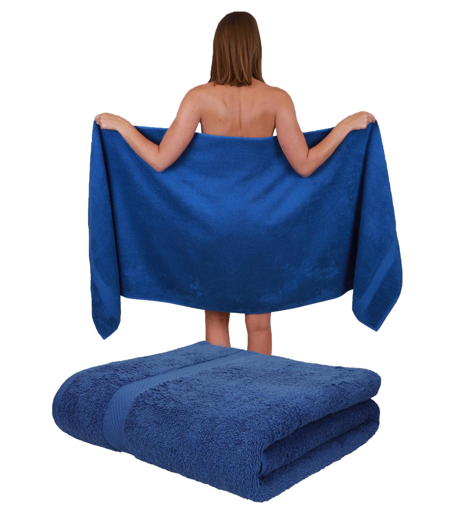 Betz 2-Piece Sauna Towel Set - Palermo 100% Cotton Terry XXL Bath & Beach Towels (80 x 200 cm) - Blue | International Shipping Available - Buy Online on GoSupps.com