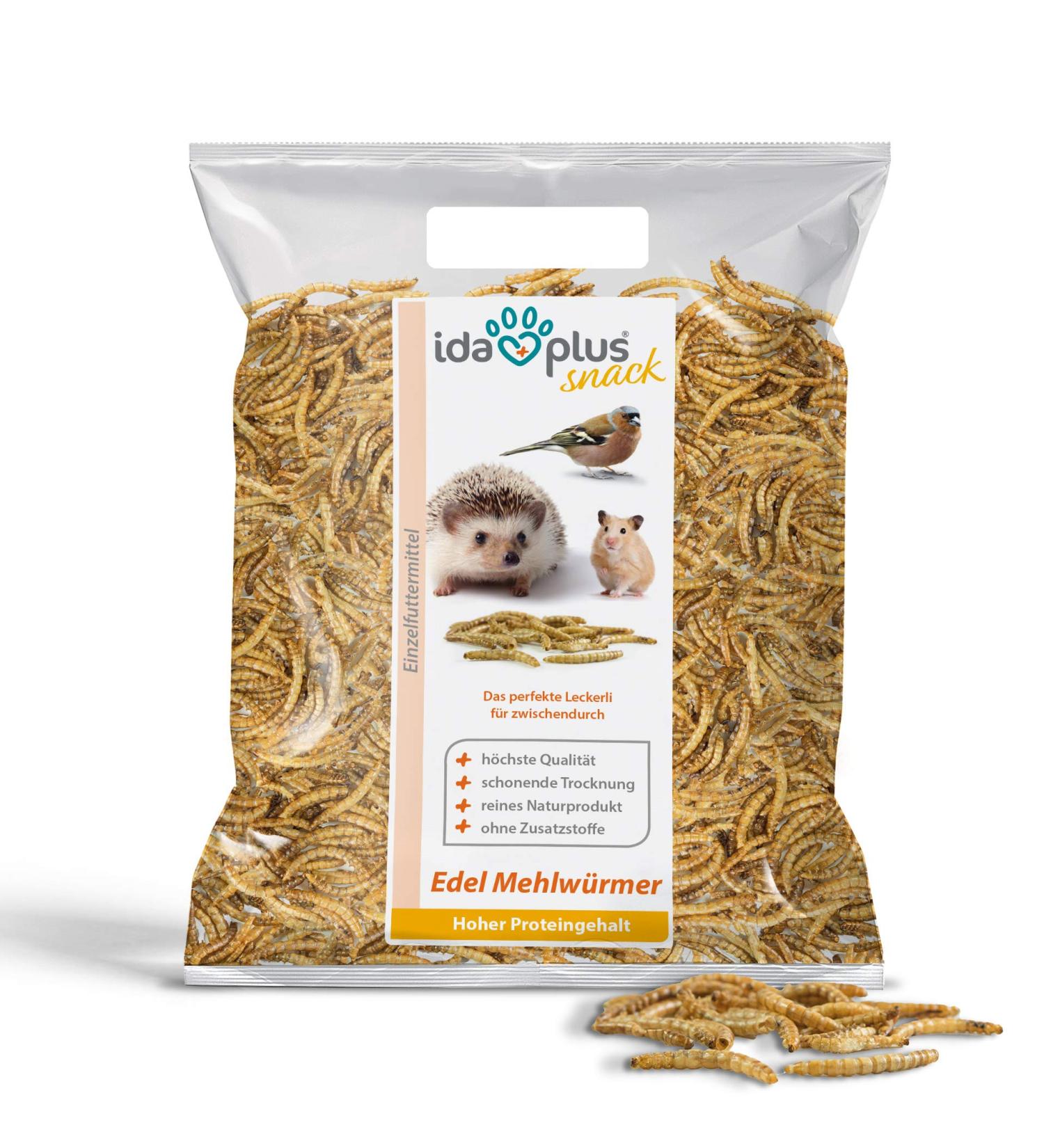 Ida plus noble mealworms dried - 1000g - insects snack for birds - wild birds - bird feed - all -year feed for wild birds - pure natural product without additives - the perfect treat