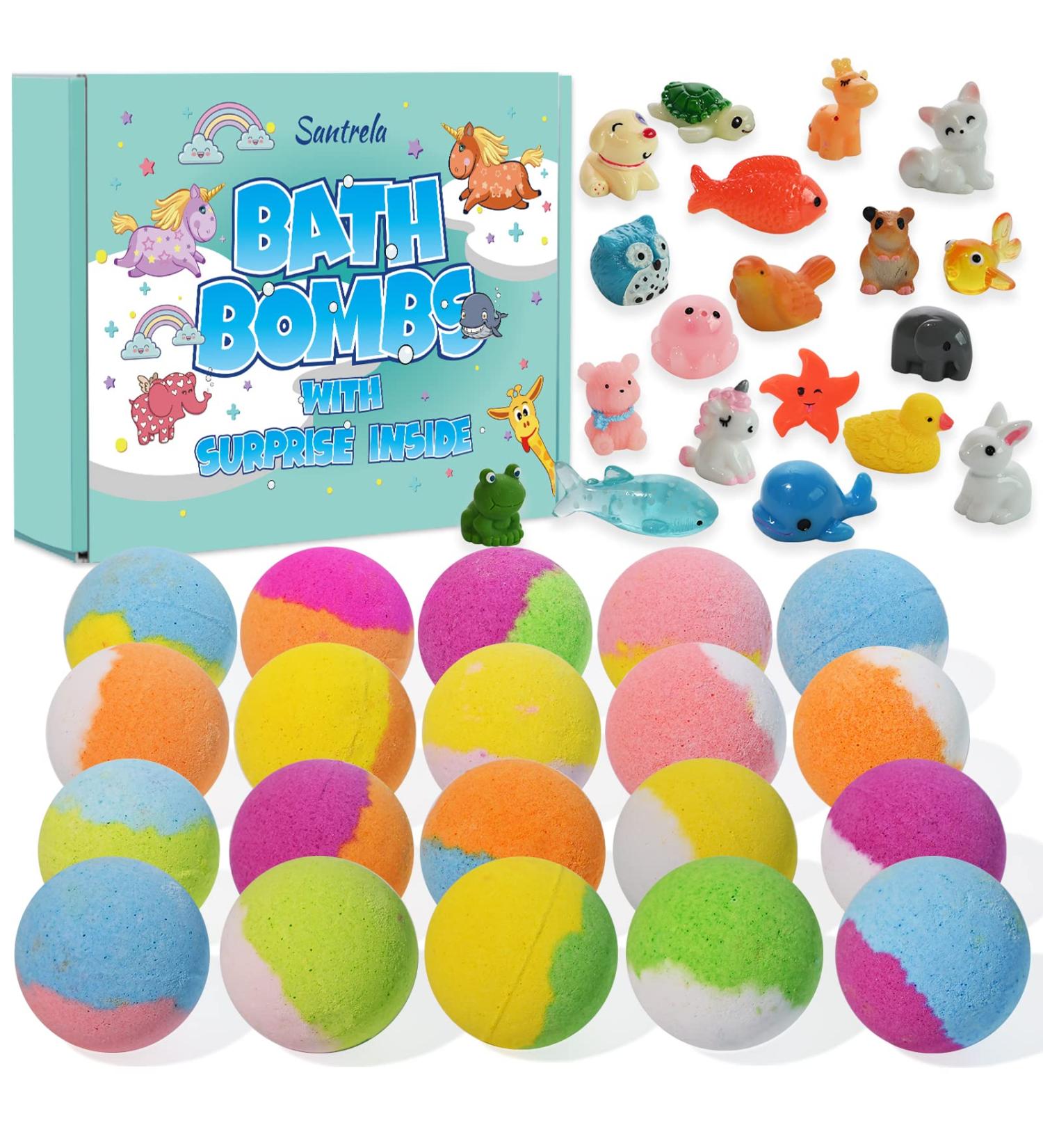 Kids Bath Bombs with Surprise Inside - 20 Pack Gift Set for Girls and Boys | Handmade Fizzies Spa Balls for Children - Birthday, Christmas, Easter Day - Buy Online on GoSupps.com