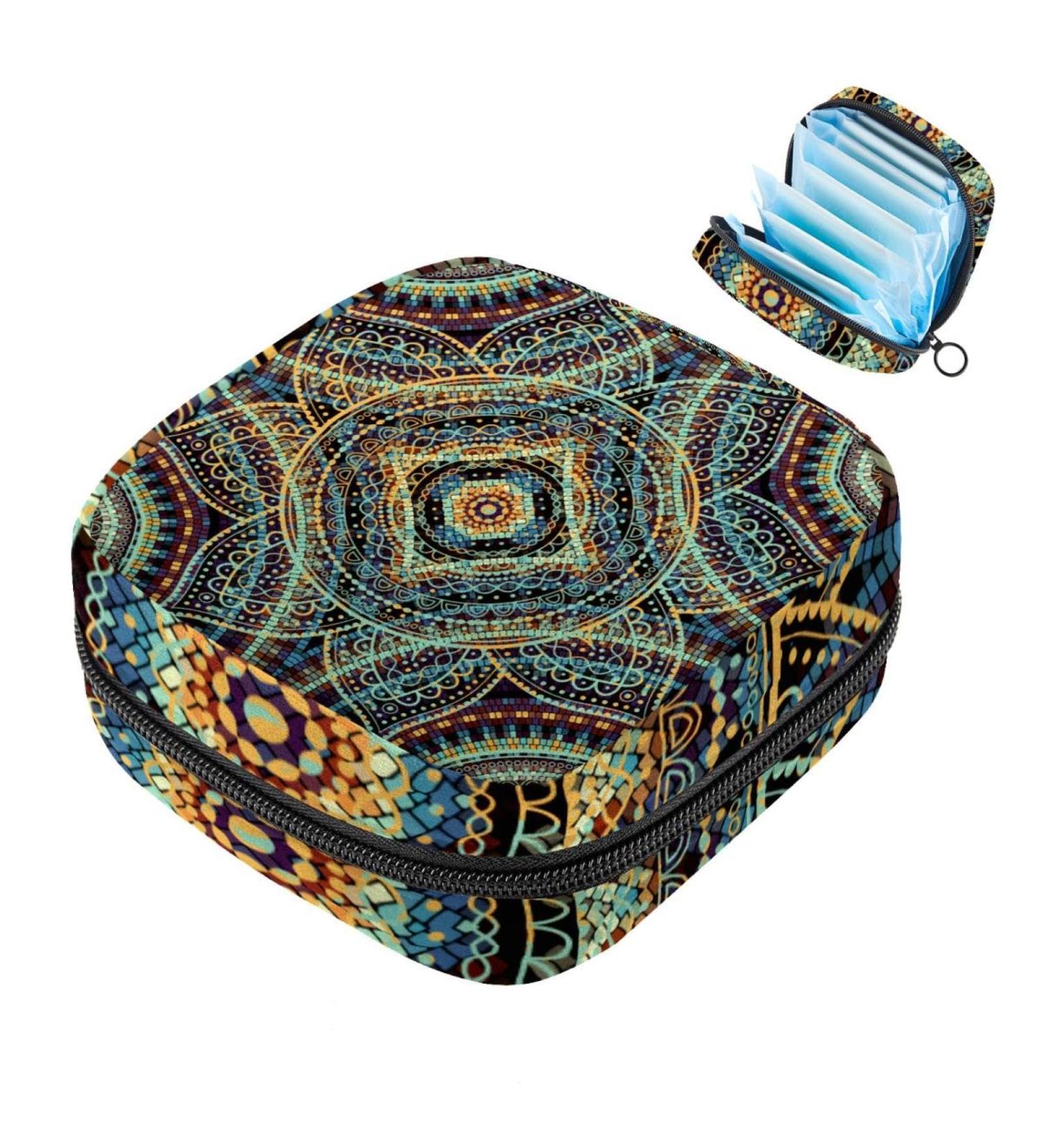 Portable Women s Binding-Up Bags | Menstrual Cup & Pad Bags for Teens | Boho Mandala & Flower Pattern - Buy Online on GoSupps.com