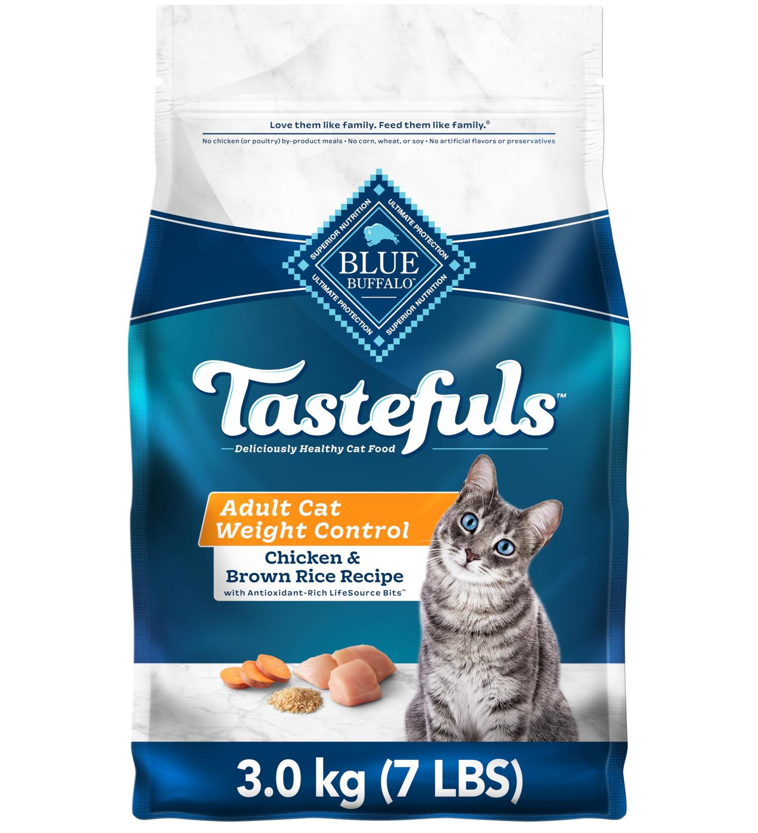 Blue Buffalo Weight Control Natural Adult Dry Cat Food Chicken And Brown Rice 3.1kg bag Medium Bag Weight Control - Buy Online on GoSupps.com