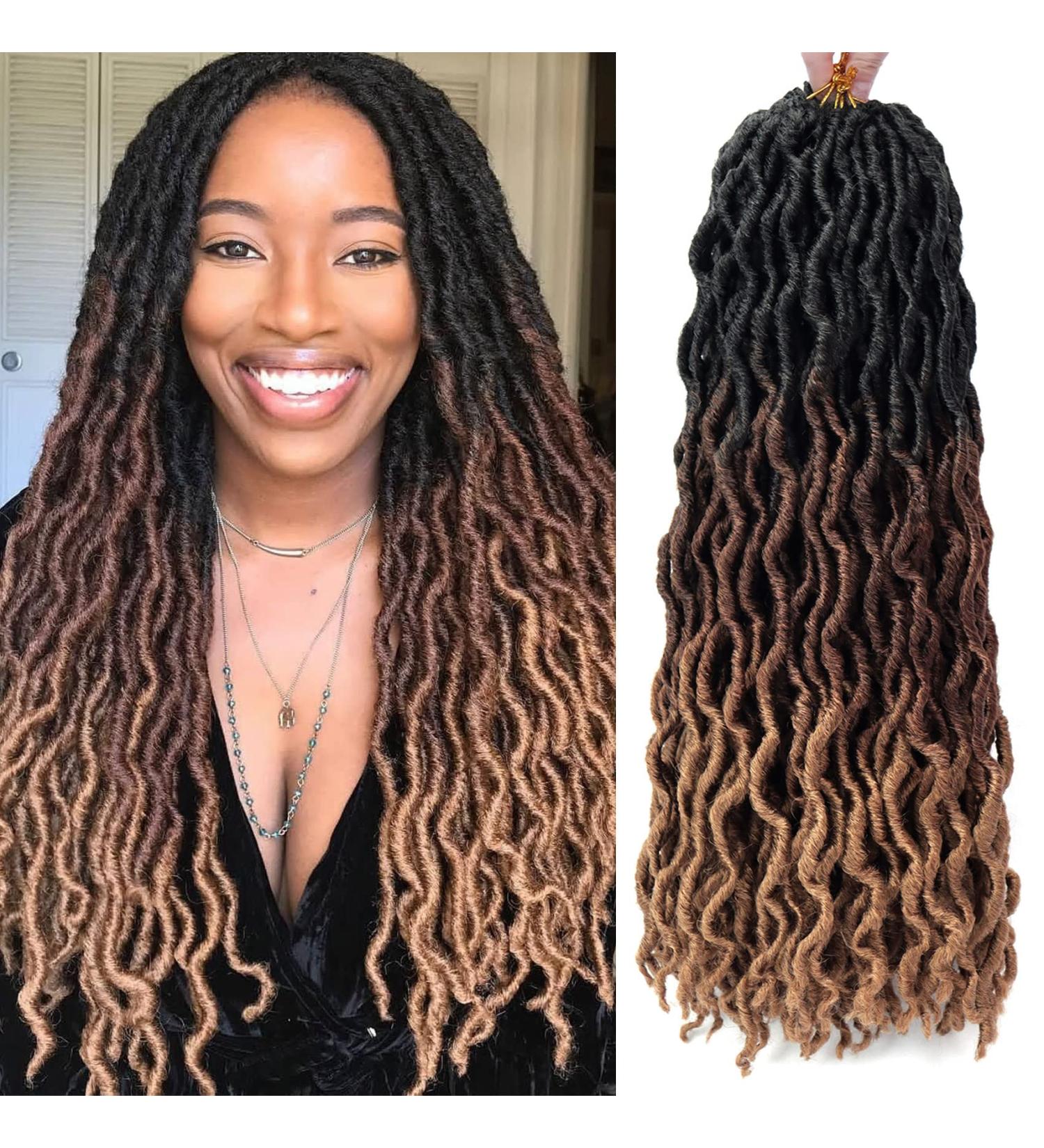 18 Goddess Faux Locs Crochet Hair - 6 Packs Gypsy Wavy Dreadlocks - 3 Tone Curly Braiding Extensions (#1B3027) | Soft & Lightweight - Buy Online on GoSupps.com