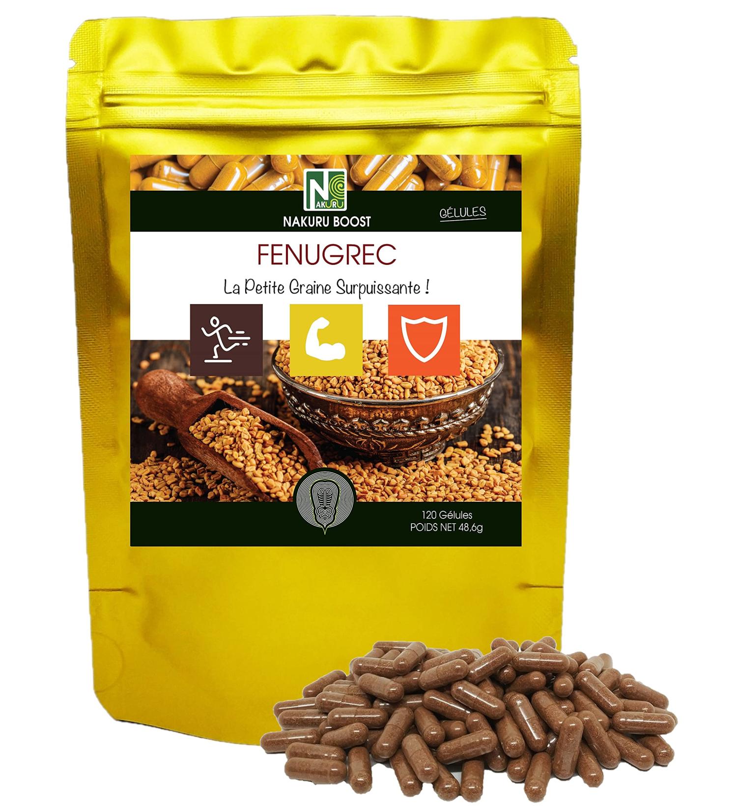 NAKURU | Fenugreek | Boost Range | Made in France | Little Seed Superpower! | (120 Capsules of 405mg / Net Weight: 48.5g) - Buy Online on GoSupps.com
