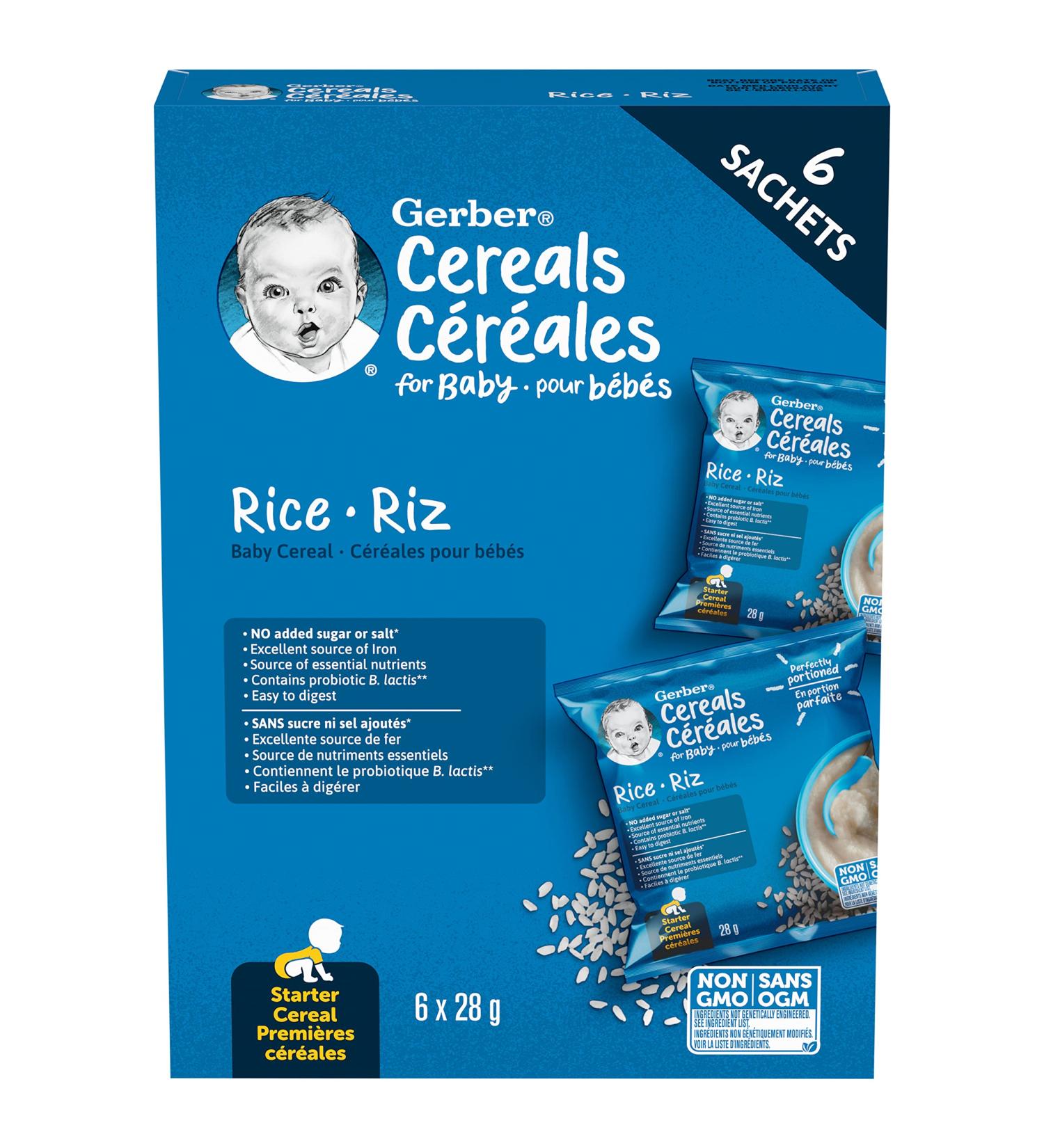 Gerber Baby Cereal Rice Sachet 6x28g - Buy Online on GoSupps.com