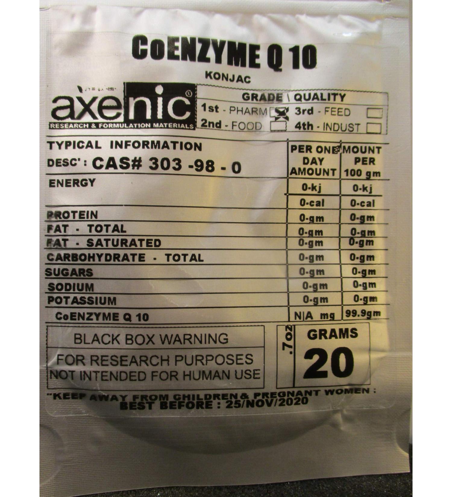 20 Grams Coenzyme Q10 99.8% Powder Q-10 ubiquinone ubidecarenone coenzyme Q