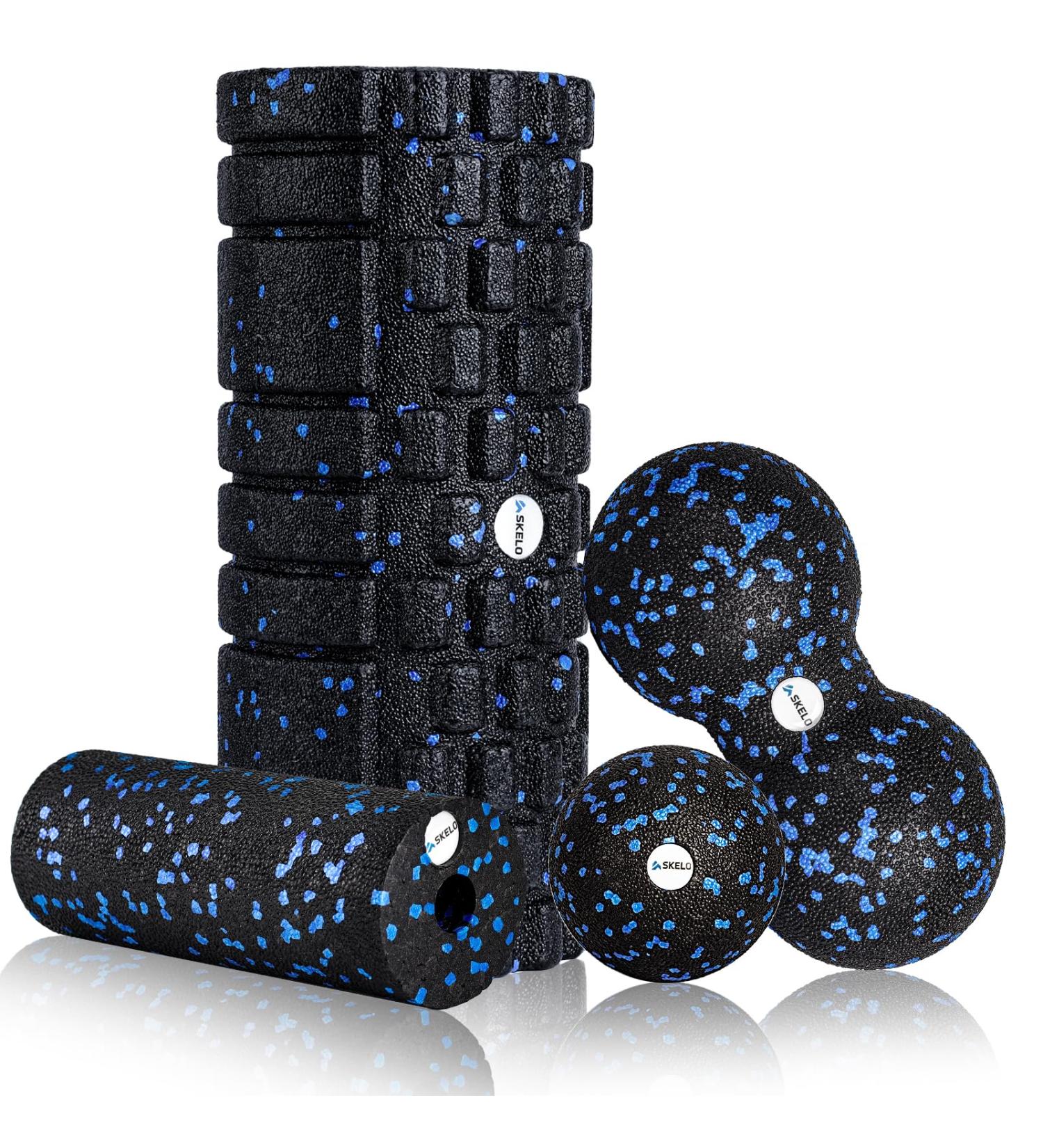 Fascia Roller Set - 3D Textured Massage Roll for Muscle Relief | Foam Scooter & Ball for Yoga & Connective Tissue Health - Buy Online on GoSupps.com