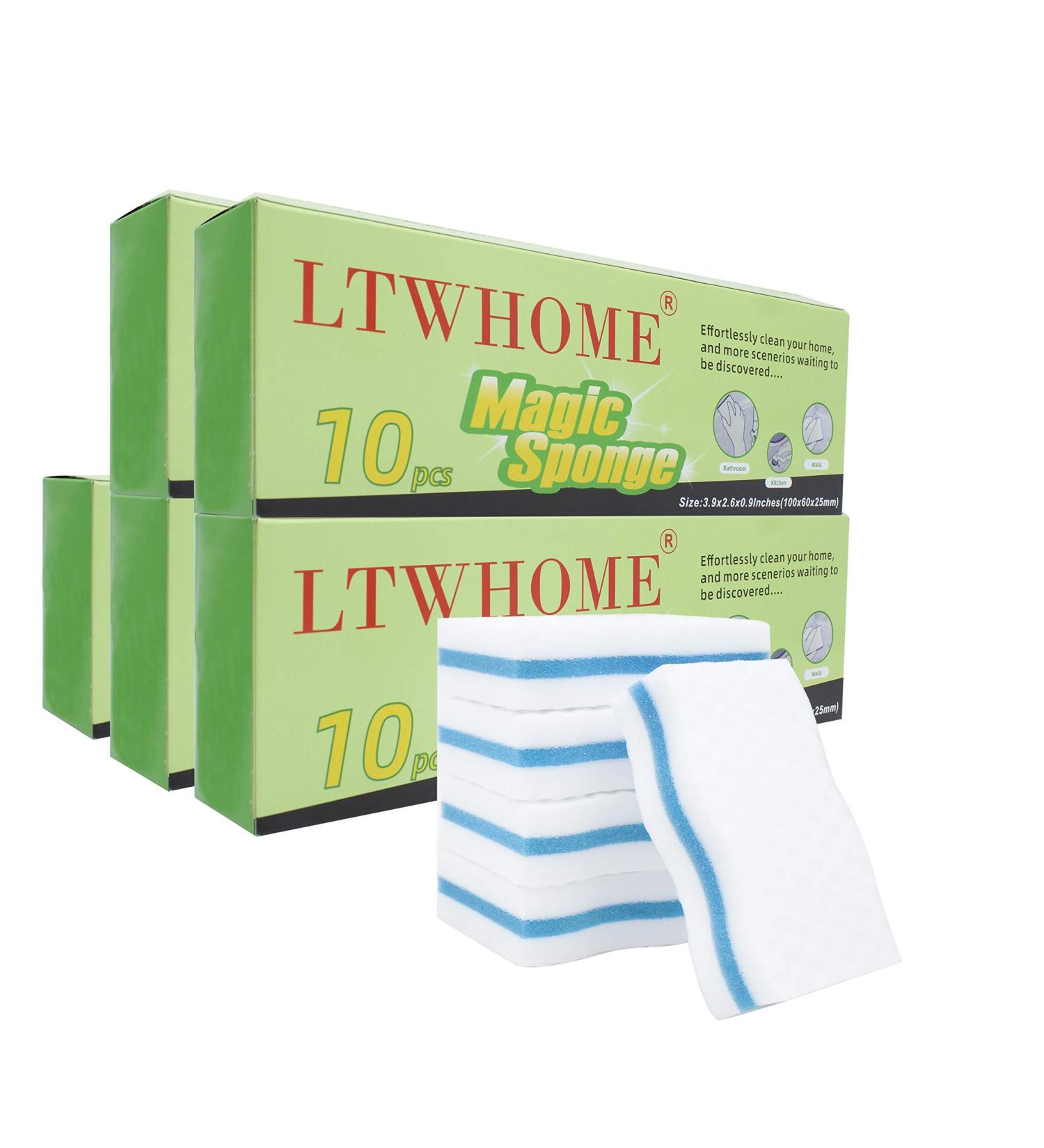LTWHOME Magic Cleaning Dual Sided Wave Type Sponge Melamine 100X 60X 25mm (Pack of 50) - Buy Online on GoSupps.com