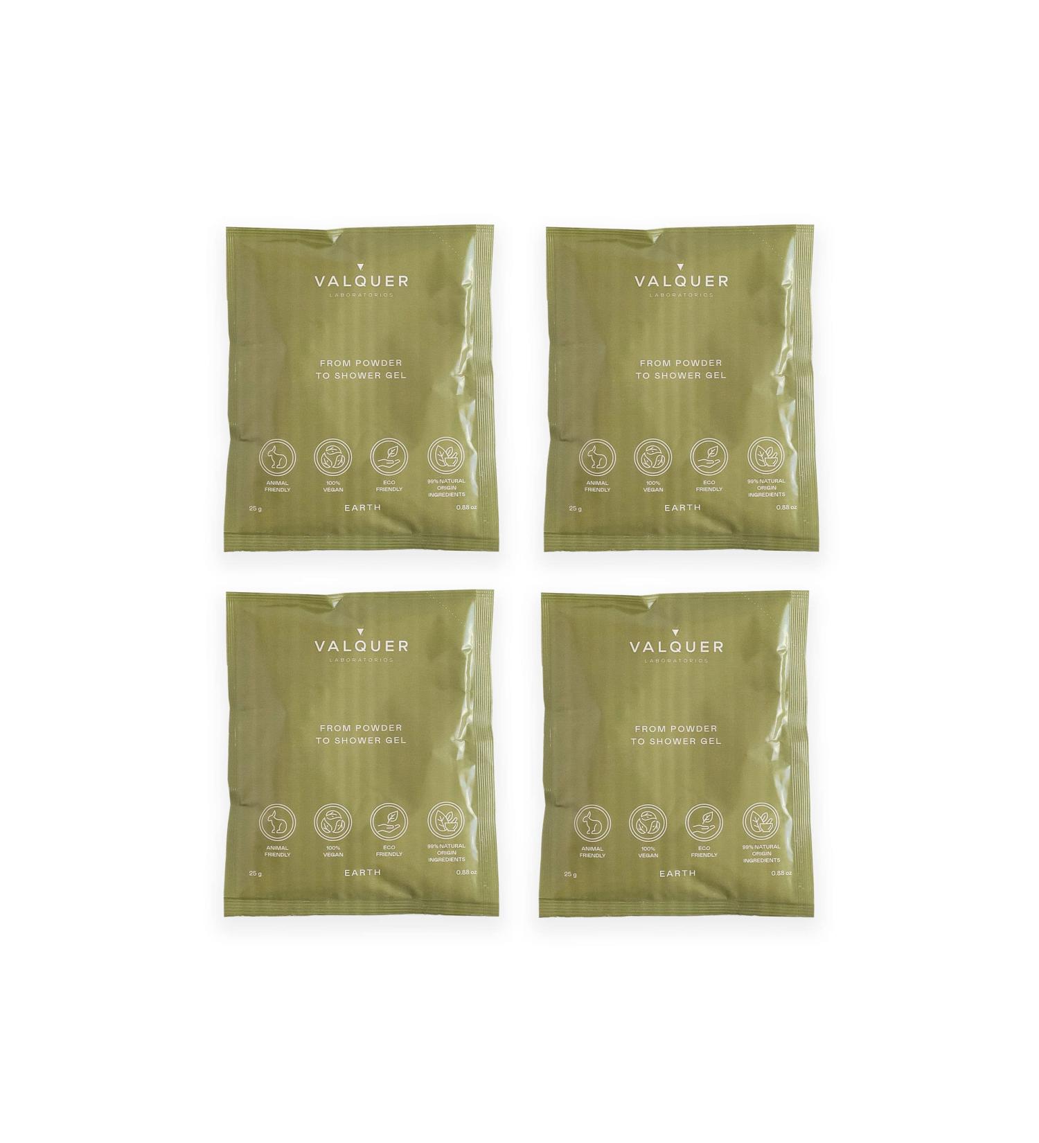 Valquer Laboratorios Valquer Shake Pack of 4 Lasting Bath Gel Refills - One Bottle Endless Gels Zero Waste 25 grams 400 ml Gel - 4 Earth Sachets of 25 g - Buy Online on GoSupps.com