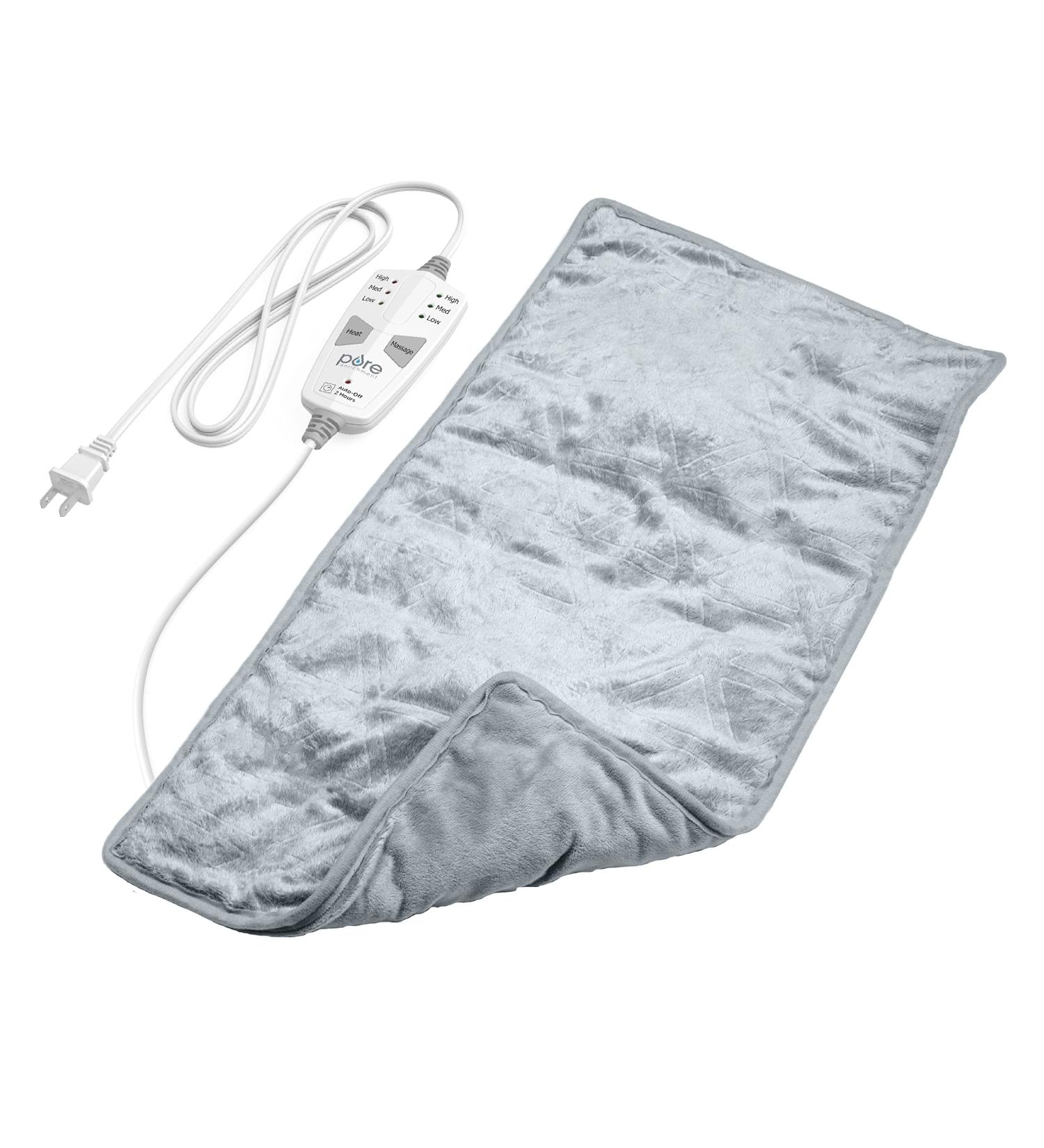 Pure Enrichment WeightedWarmth 3-in-1 Heating Pad - InstaHeat Settings, Massage Speeds, 4.1 lbs Weighted Pressure for Cramps & Pain Relief - 12 x 24 - Buy Online on GoSupps.com