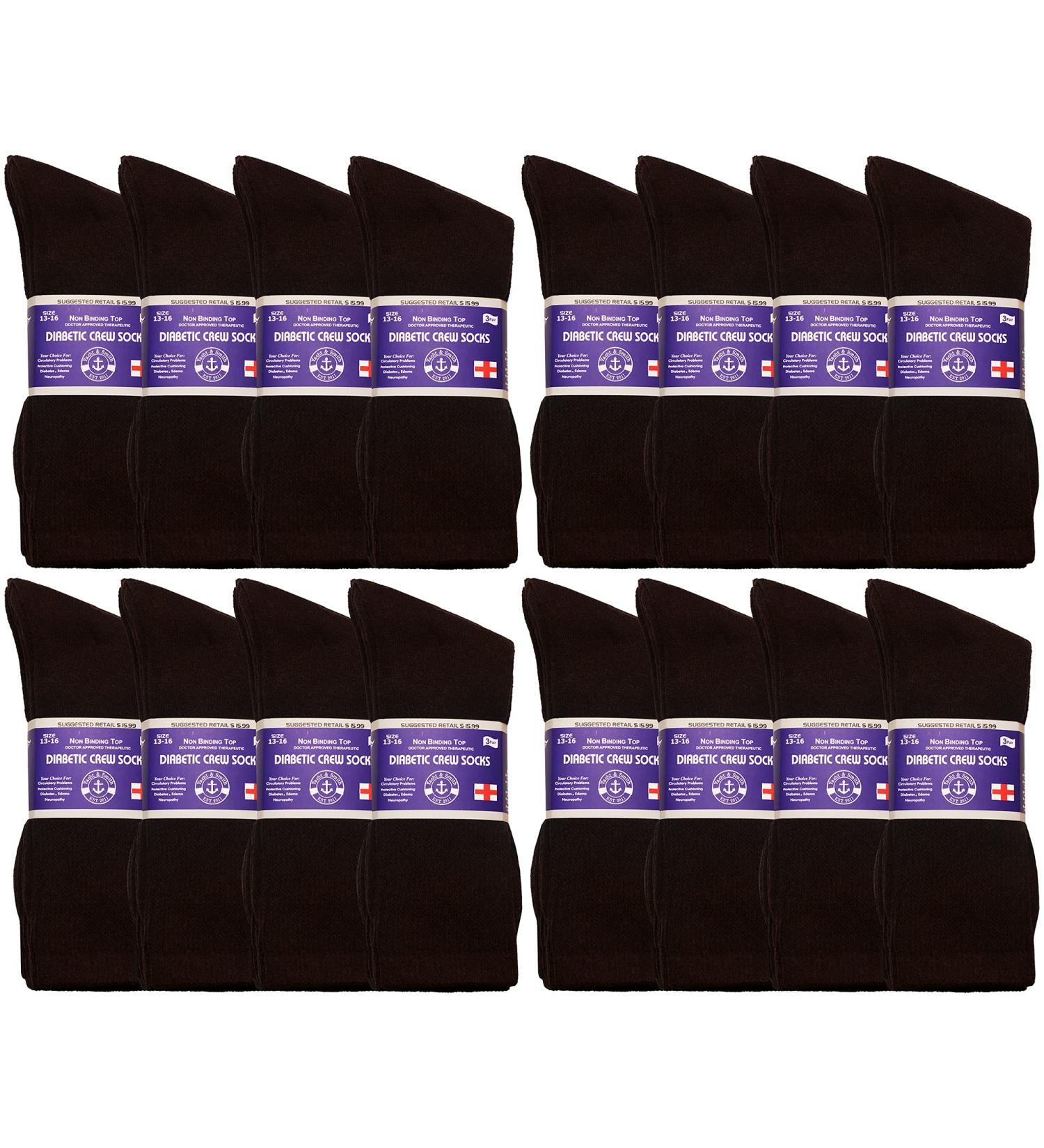 Yacht & Smith King Size Diabetic Crew & Ankle Socks (Brown, 13-16) 36 Pairs - Non-Binding Medical Socks for Men - Buy Online on GoSupps.com