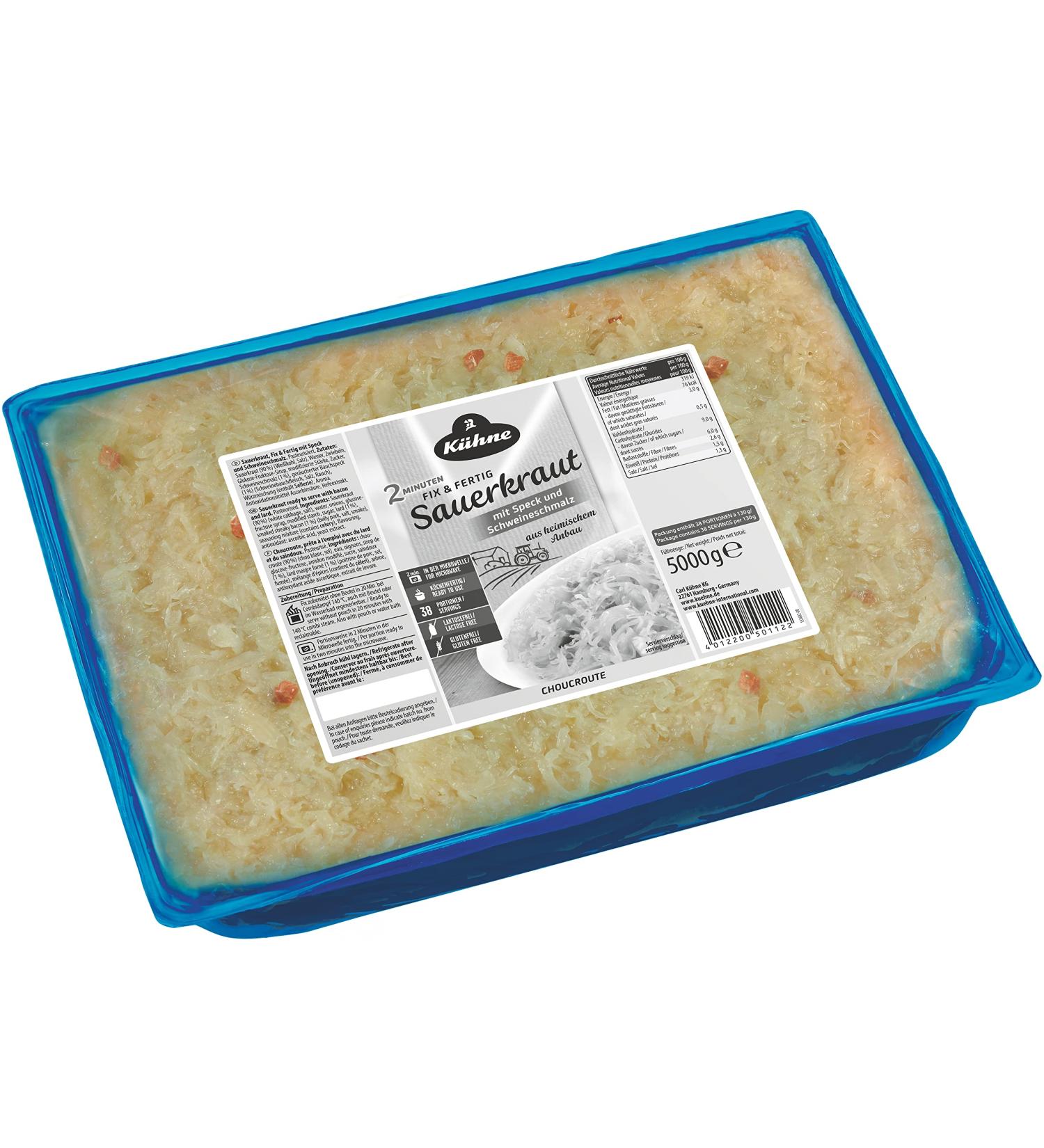 K hne Ready-to-Eat Sauerkraut with Bacon/Onions 5kg Polybag