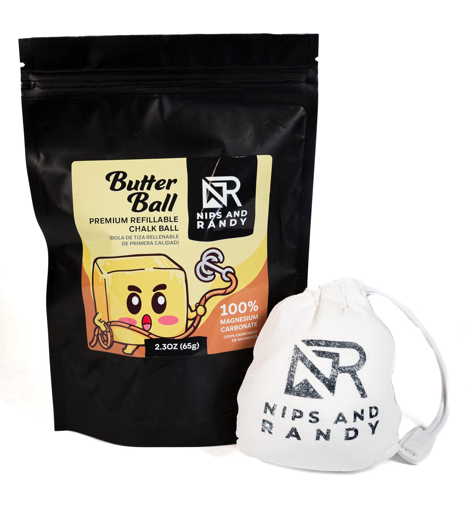 Nips and Randy Refillable Chalk Ball 2.3 oz for Bouldering, Rock Climbing, Weightlifting, Bodybuilding, Gymnastics - Grip Chalk - Buy Online on GoSupps.com