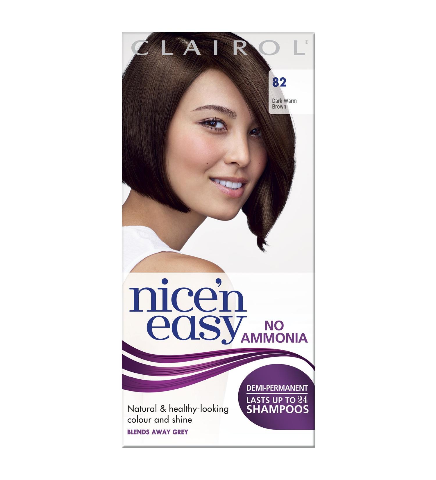 Clairol Nice'n Easy No Ammonia Hair Dye 82 Dark Warm Brown - 1 Count Pack - Buy Online on GoSupps.com