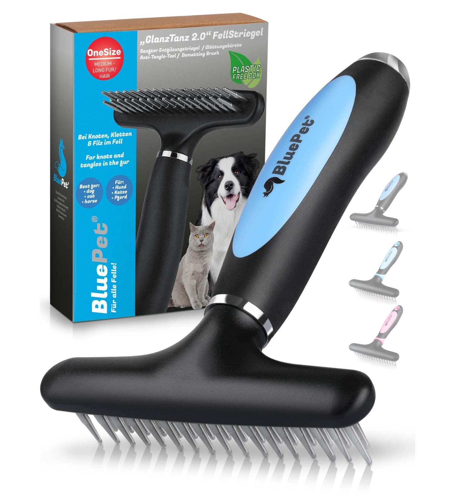 Bluepet Gloss Dance Fur Tubular De-Tunnel for Long-Haired Dogs & Cats - High-Quality Knot-Removing Dog Bar with Dual Row Pins & Perfectly Smooth Grooming (2.0 Blue) - Buy Online on GoSupps.com