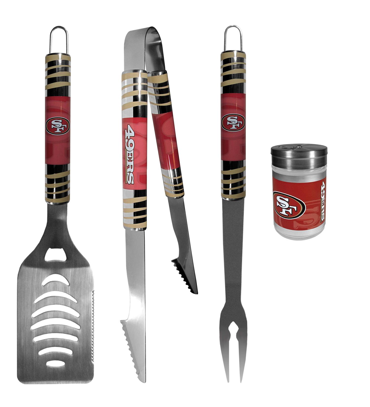 Shop NFL Denver Broncos & San Francisco 49ers Tailgater BBQ Set | 3-Piece Season Shaker | International Shipping Available - Buy Online on GoSupps.com