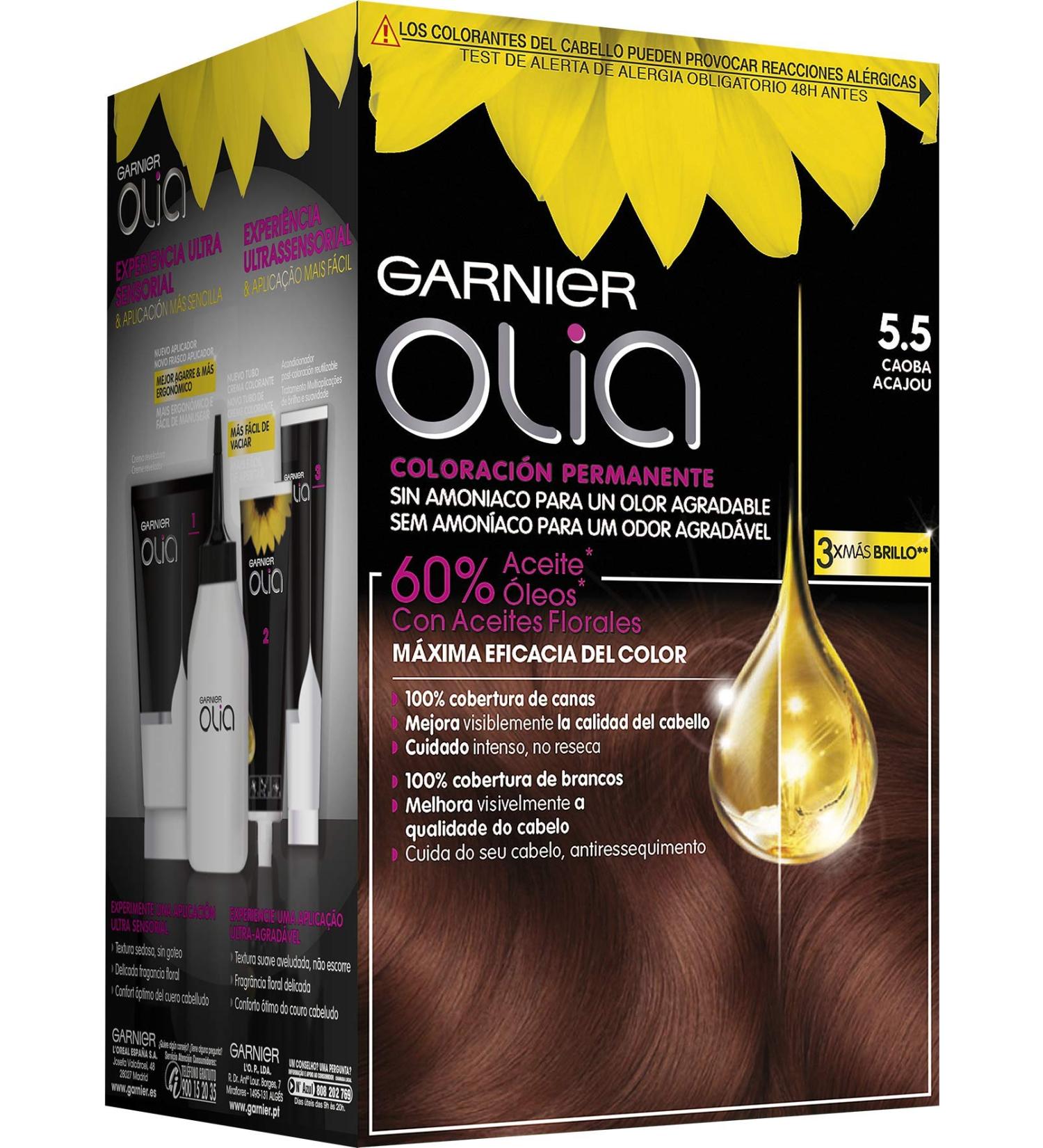 Garnier Olia Permanent Hair Color 5.5 Mahogany - Ammonia-Free Pleasant Aroma & Natural Floral Oils - 1 Pack - Buy Online on GoSupps.com