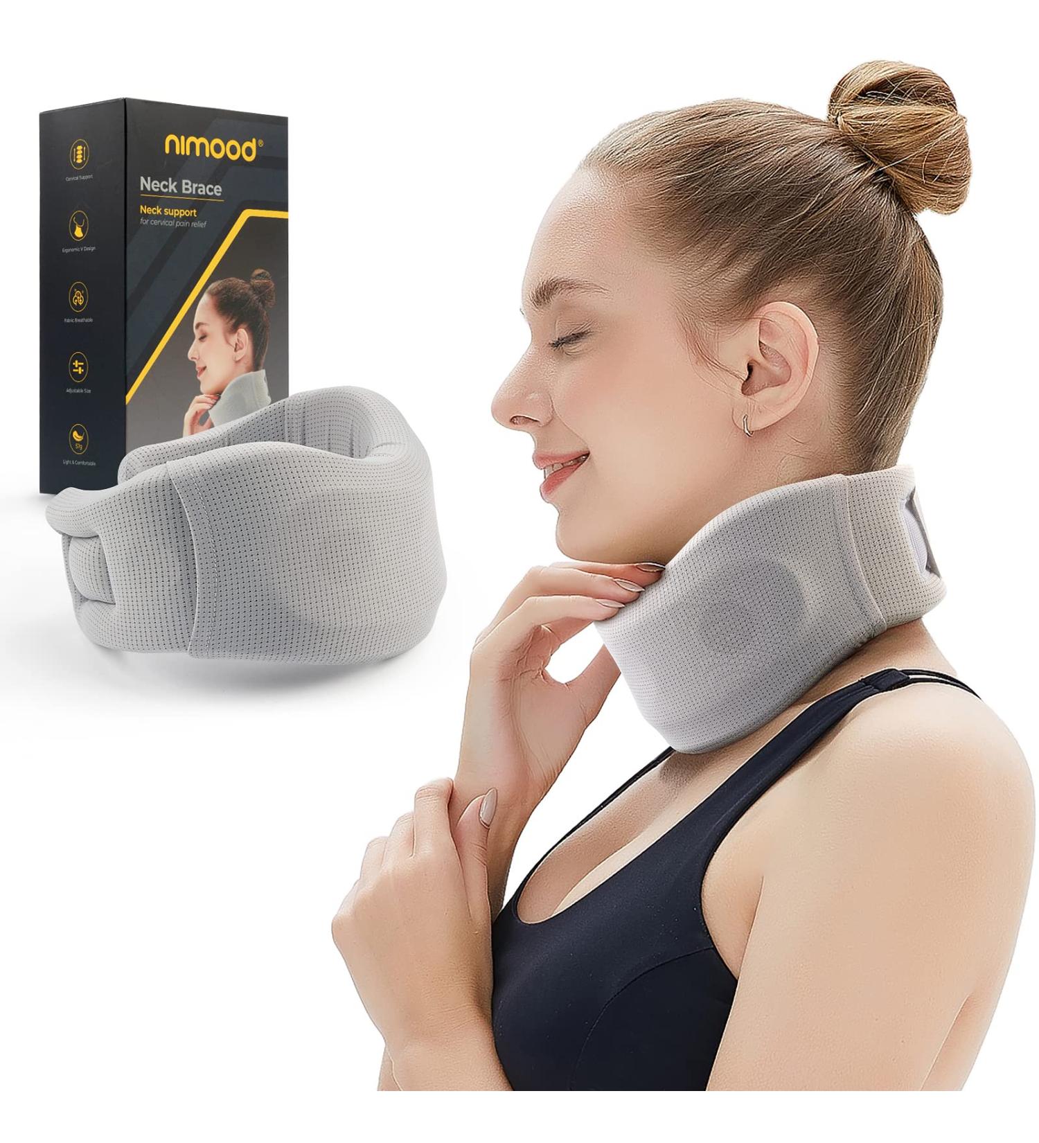 Neck Brace - Foam Cervical Collar for Pain Relief & Spine Support | Comfortable Gray Neck Support for Sleep - Medium Size - Buy Online on GoSupps.com
