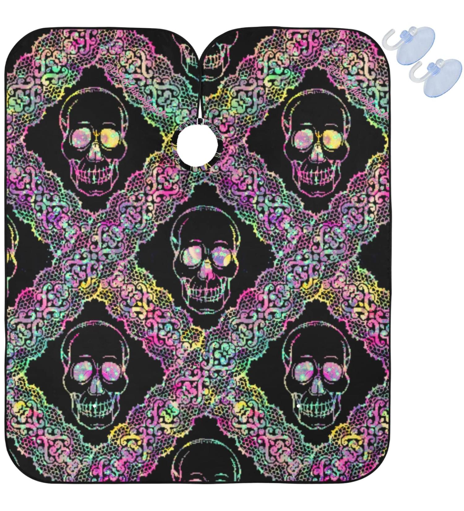 Visesunny Skull Pattern Barber Cape - Anti-Static Water-Resistant Hair Cutting Apron for Salon & Home Use - Buy Online on GoSupps.com