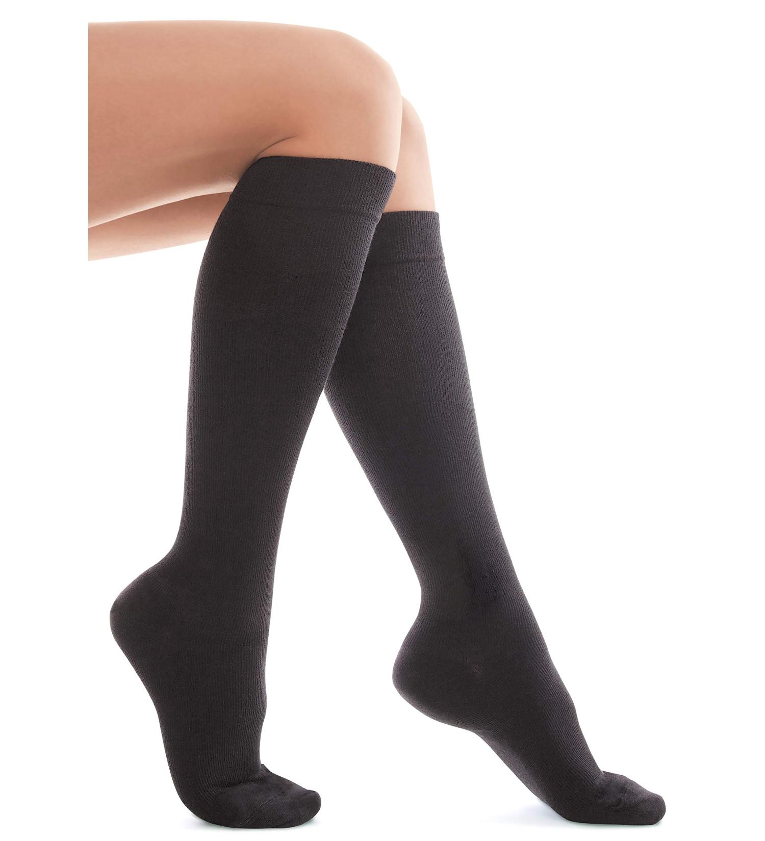 Knee High Compression Socks 13-15 mmHg - Unisex Cotton Blend Black XL | International Shipping - Buy Online on GoSupps.com