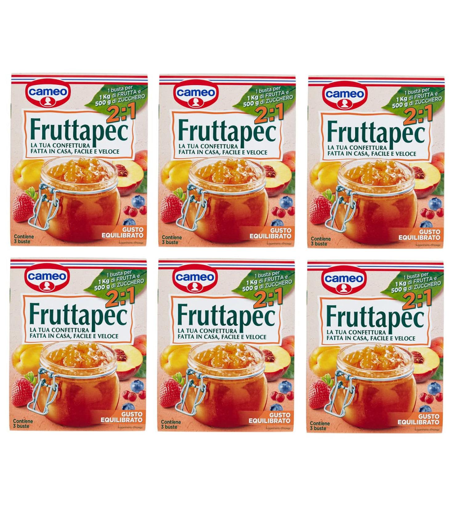 Pack of 6 cameo fruttapec Gusto Equilibrato prepared for homemade jam 75 g (contains 3 sachets of 25 g) - Buy Online on GoSupps.com