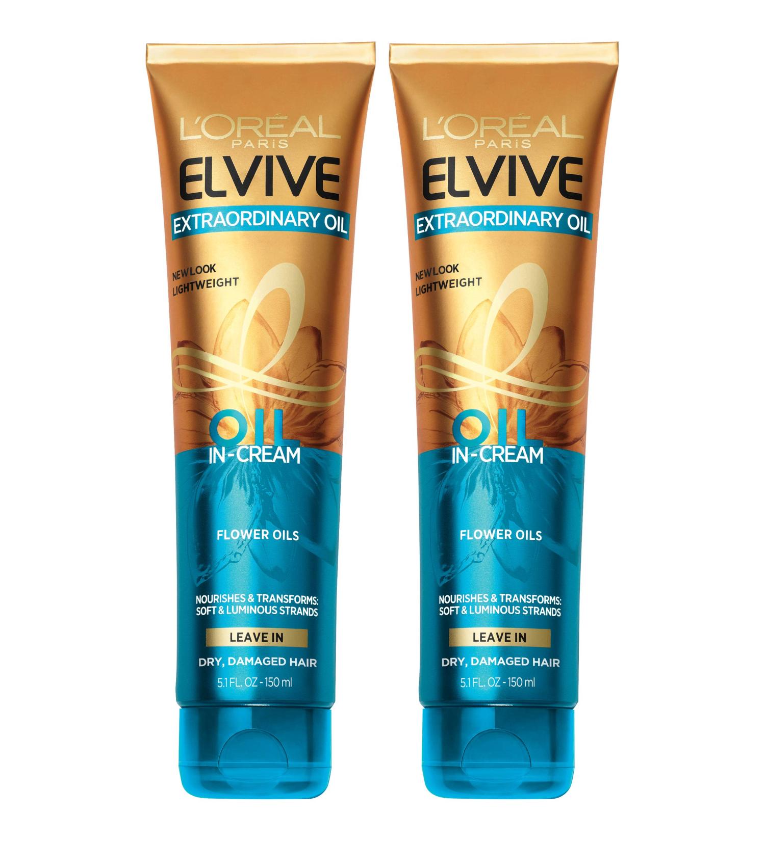 L'Oreal Paris Elvive Extraordinary Hair Oil-in-Cream 5.1 fl oz (Pack of 2) - Moisturizing Treatment for Dry & Damaged Hair - Buy Online on GoSupps.com
