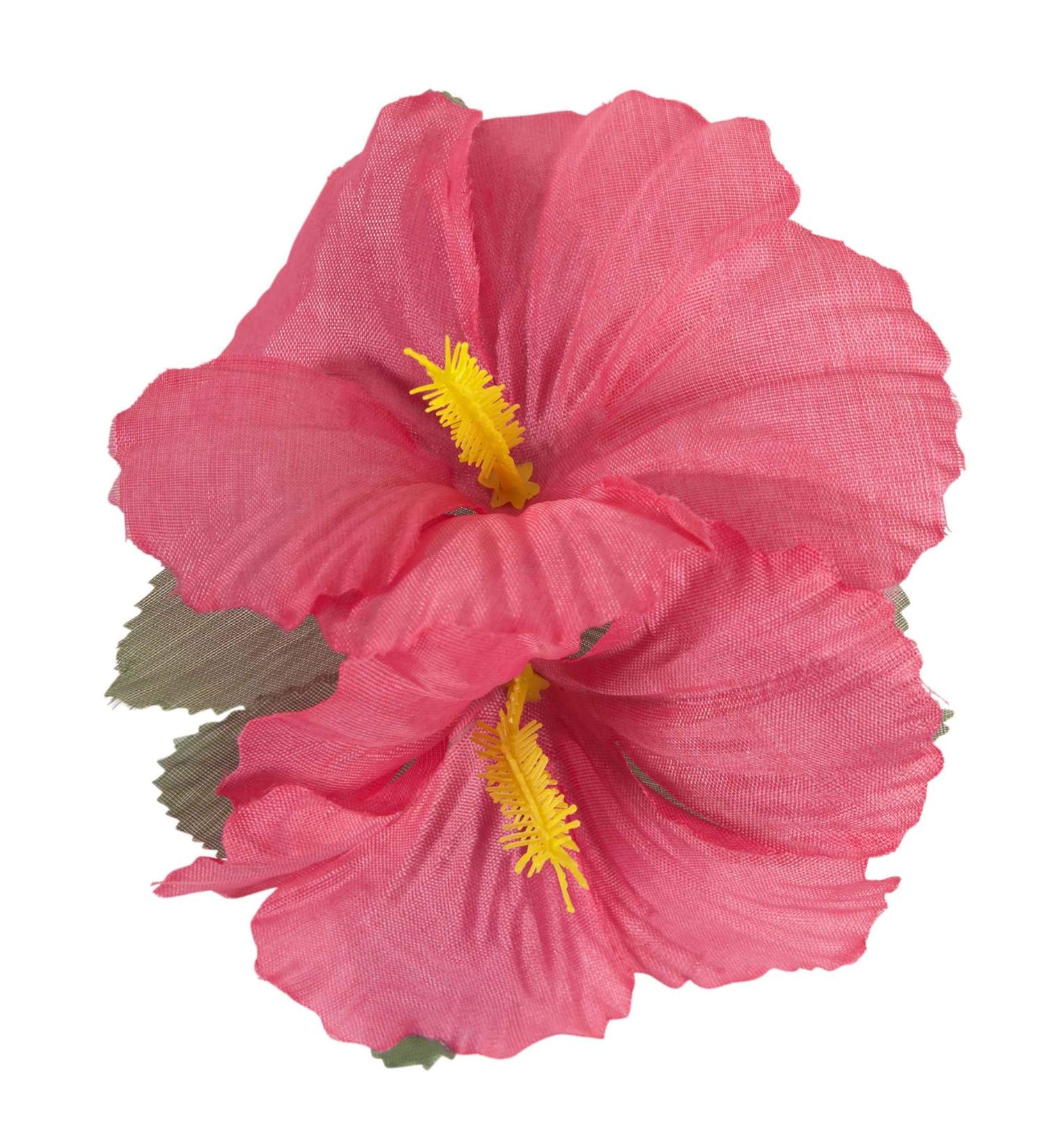 Widmann 1844P - Hair clip with 2 pink hibiscus flowers hair clip hair accessory theme party Hawaii carnival