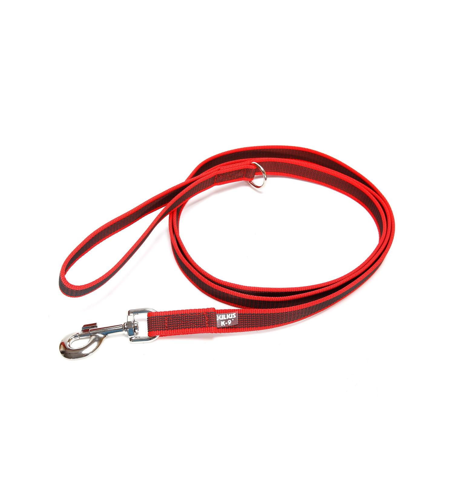 IDC Color & Gray rubberized leash 20 mm x 2 m with loop and D-ring red-grey Red-grey 20 mm x 2 m (with loop and D-ring)