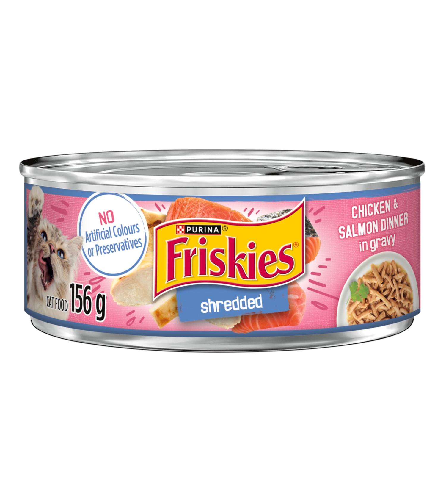 Friskies Shredded Wet Cat Food Chicken & Salmon Dinner - 156 g Can (24 Pack) PET_FOOD - Buy Online on GoSupps.com
