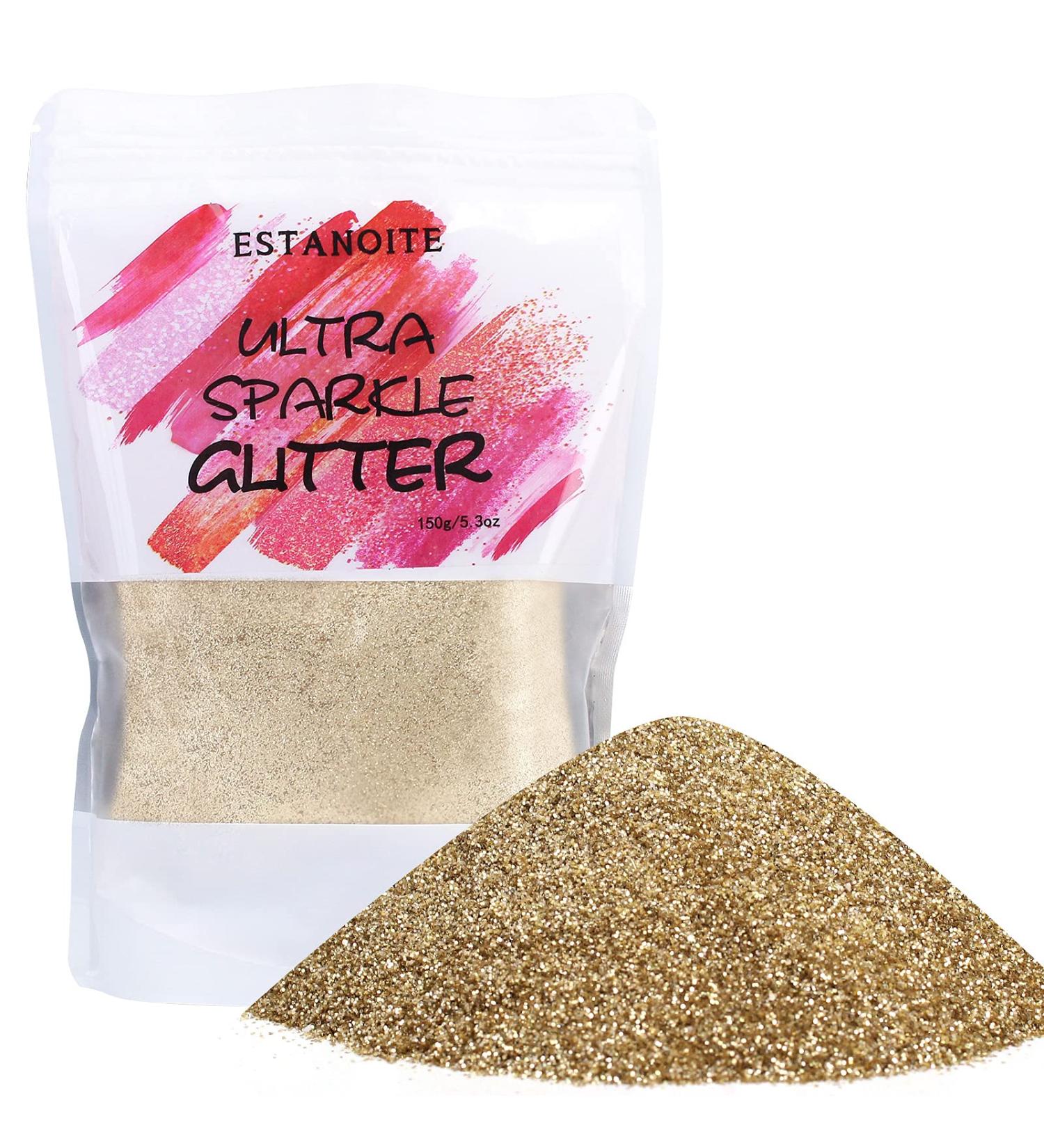 150g Metallic Fine Glitter for Resin, Crafts, Nail & Body Art - Light Gold Holographic Glitter for Epoxy Tumbler & Slime Making - Buy Online on GoSupps.com