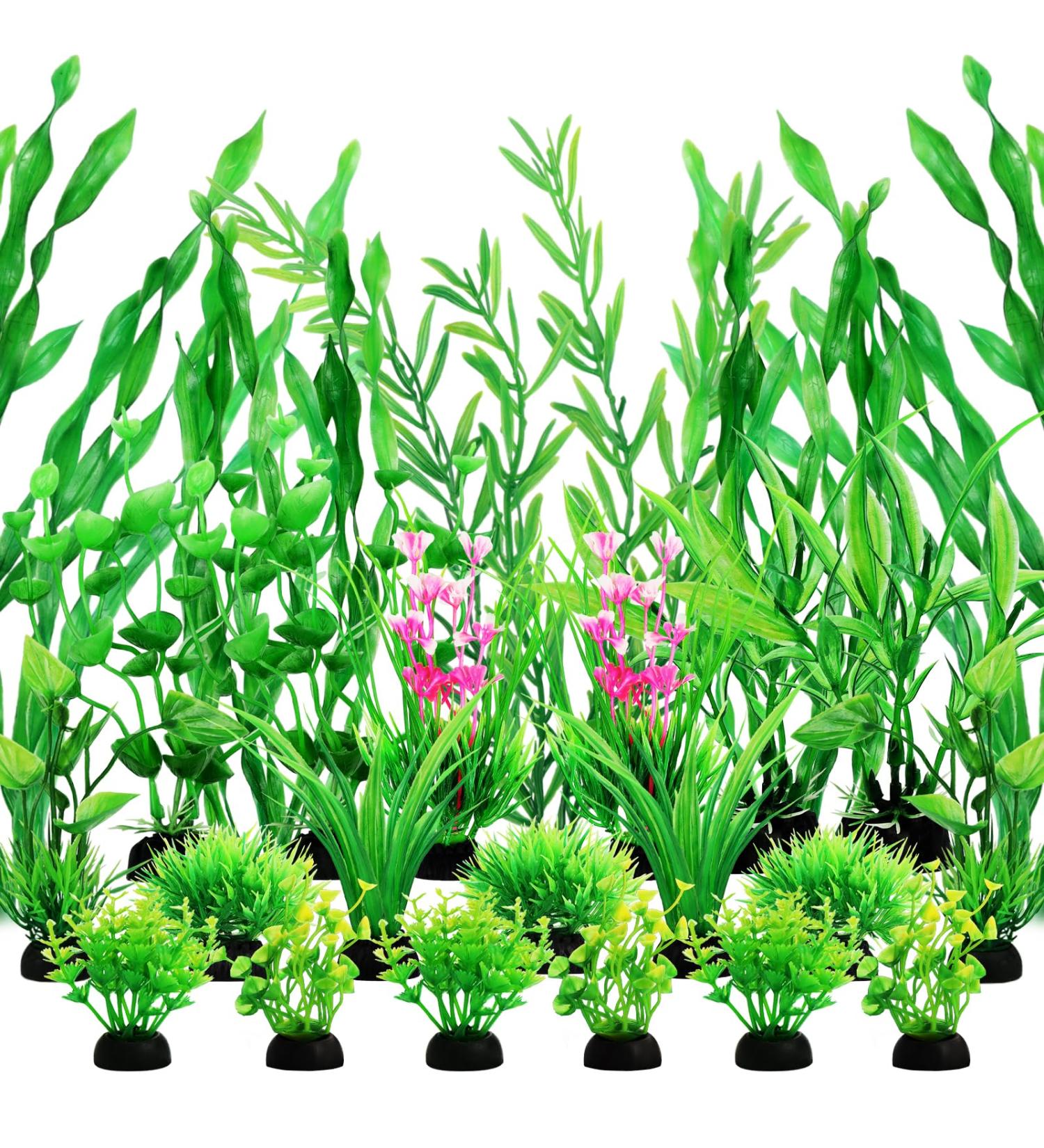 Quozuo 25 Pieces Artificial Aquarium Plants - Easy Green Plastic Decor for Stunning Aquariums - Buy Online on GoSupps.com