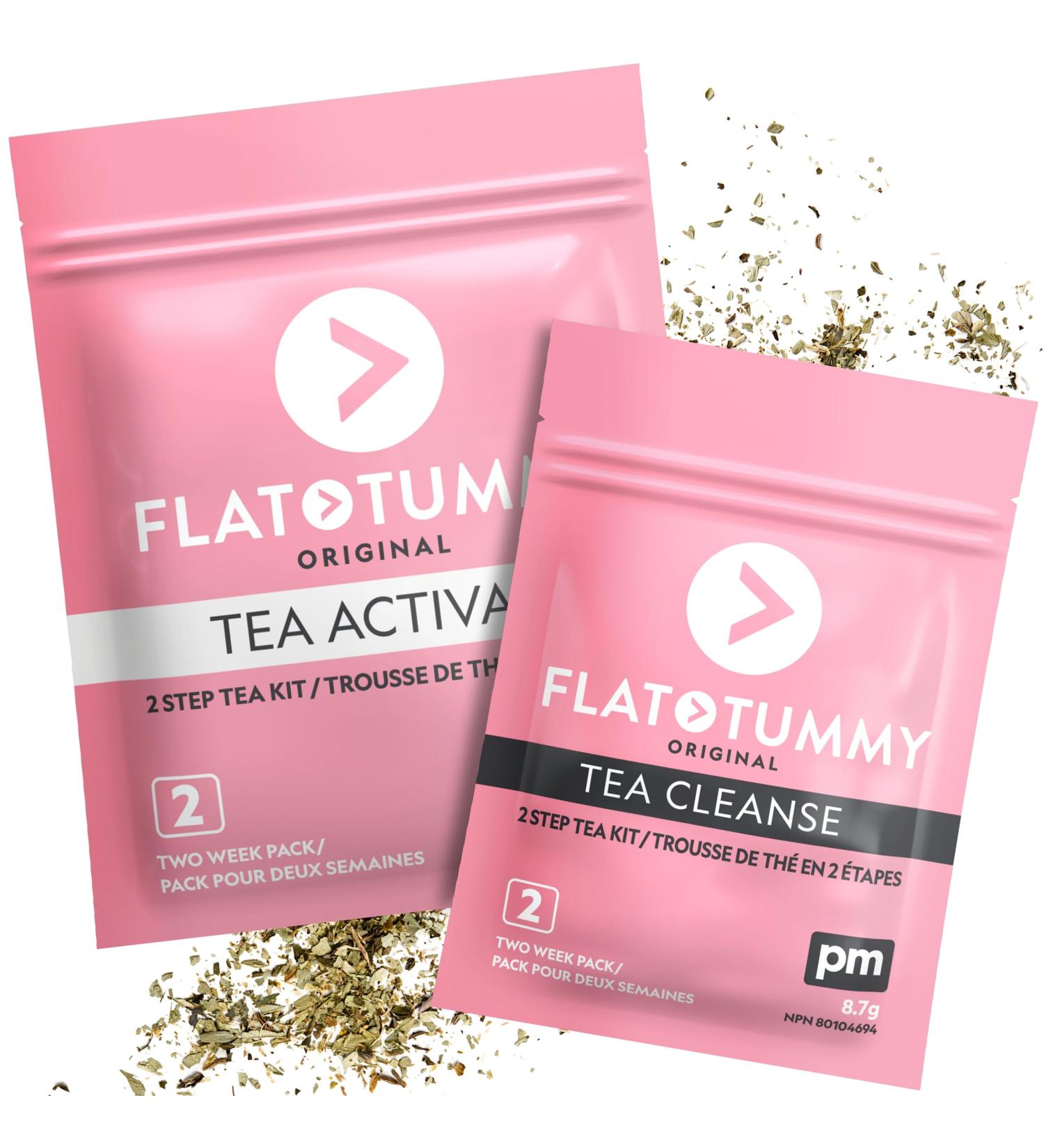 Flat Tummy Tea (2-Week 2-Tea Program) - Detox Tea - Herbal Tea ft. Senna Lemon Balm Green Tea Extract Dandelion Root - Occasional Bloating Relief Women - Buy Online on GoSupps.com