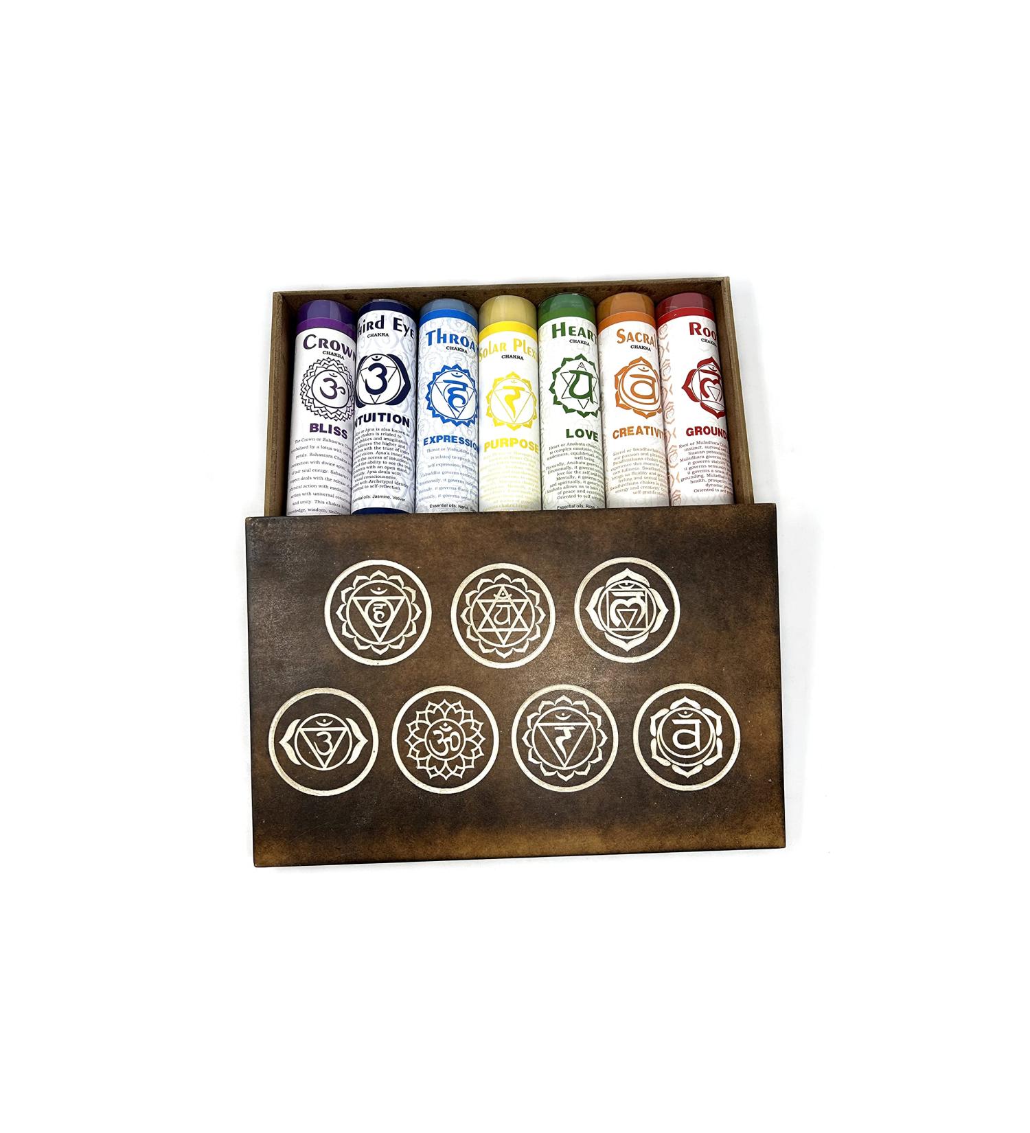 Vrinda 7 Chakra Scented Candle Set - Aromatherapy for Meditation Yoga & Relaxation | Hand-Poured Natural Essential Oils - Buy Online on GoSupps.com